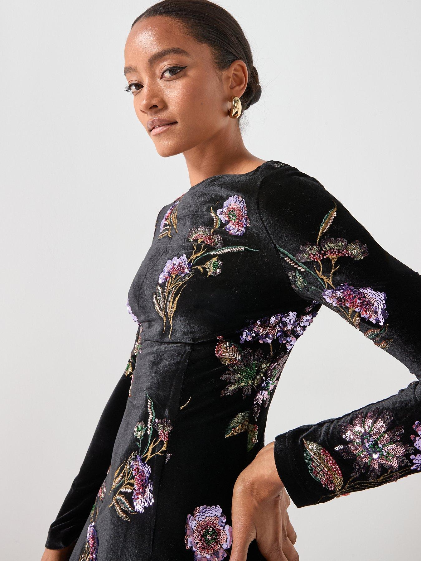 zuba mini dress black Trompe 3D Floral Mini Dress Black – Elliatt