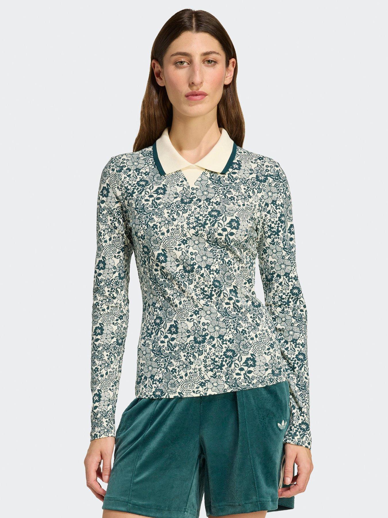 adidas Originals Womens X Liberty London Aop Long Sleeve Long-Sleeve Top - White