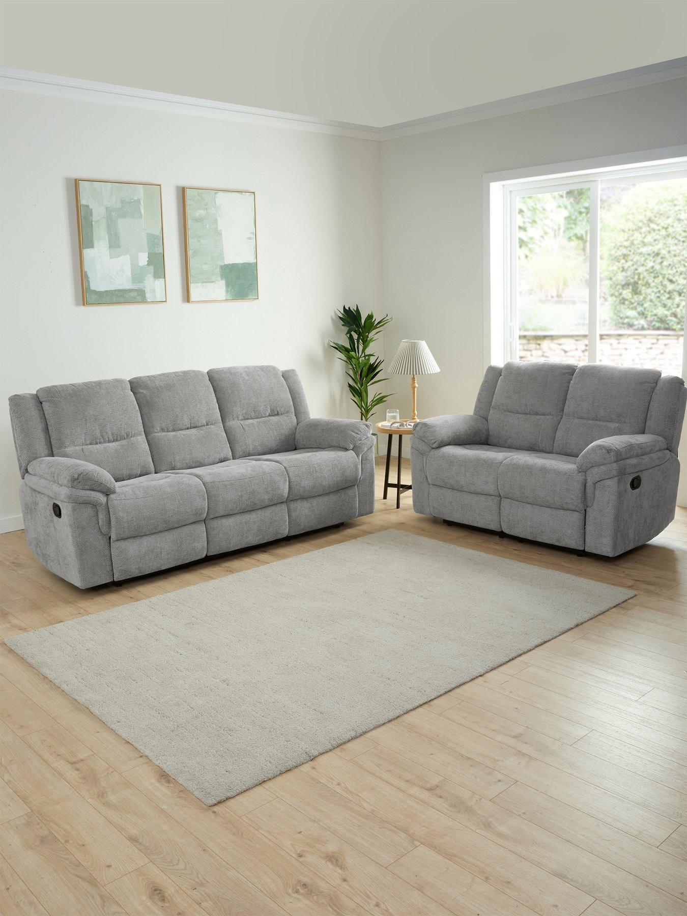 The Very Collection Albion Chunky Weave 3 + 2 Seater High Back Manual Recliner Sofa Set (Buy  &  SAVE!) - FSC® Certified