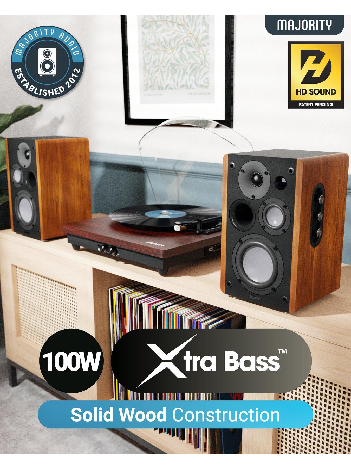 majority-d100-bookshelf-speaker-uk-brownblackstillFront