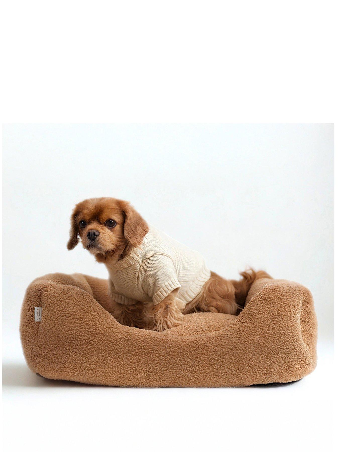 Michelle Keegan Teddy Boucle Pet Box Bed -Taupe