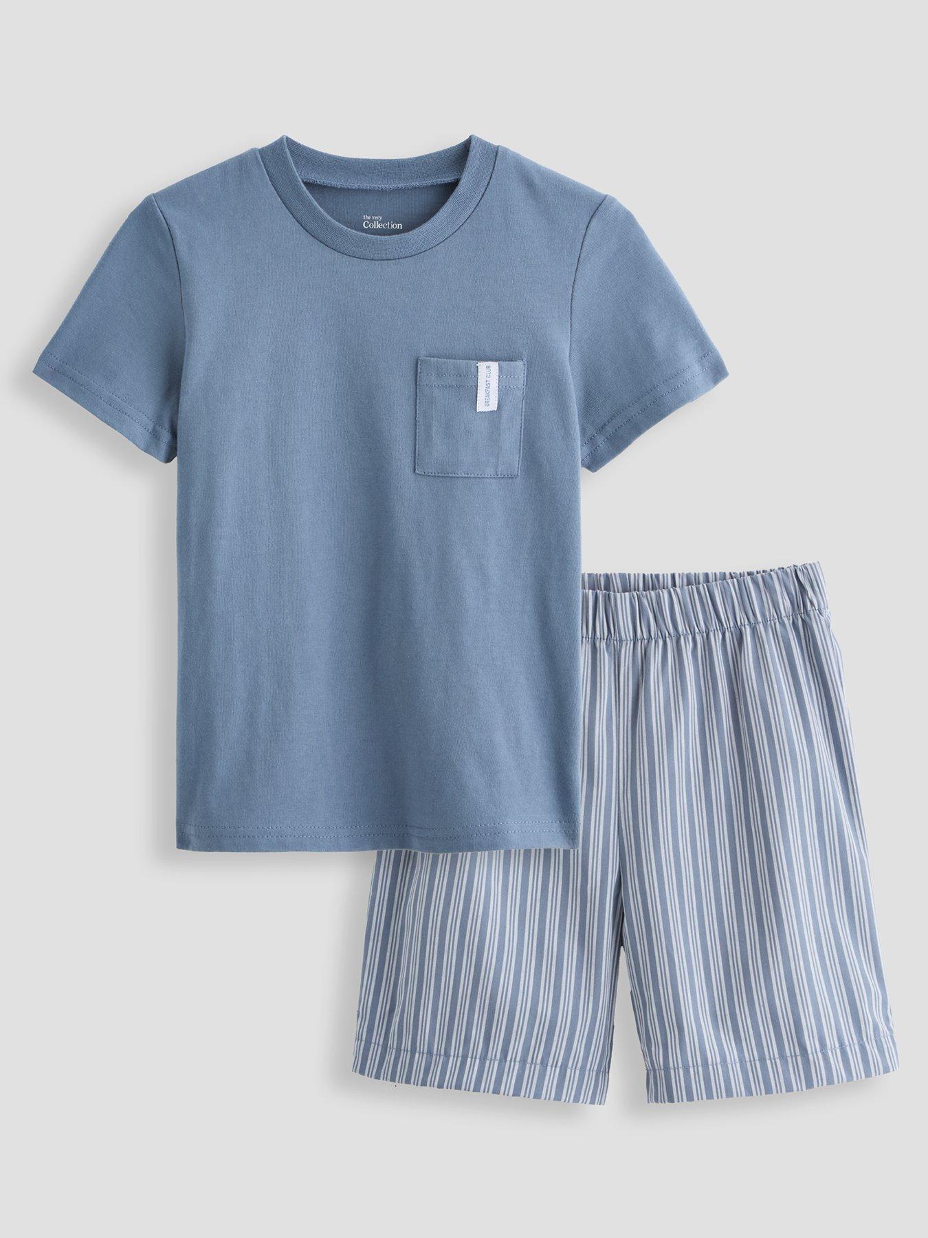 Image 1 of 5 of The Very Collection Boys Stripe Woven Shorts Pyjama Set - Blue