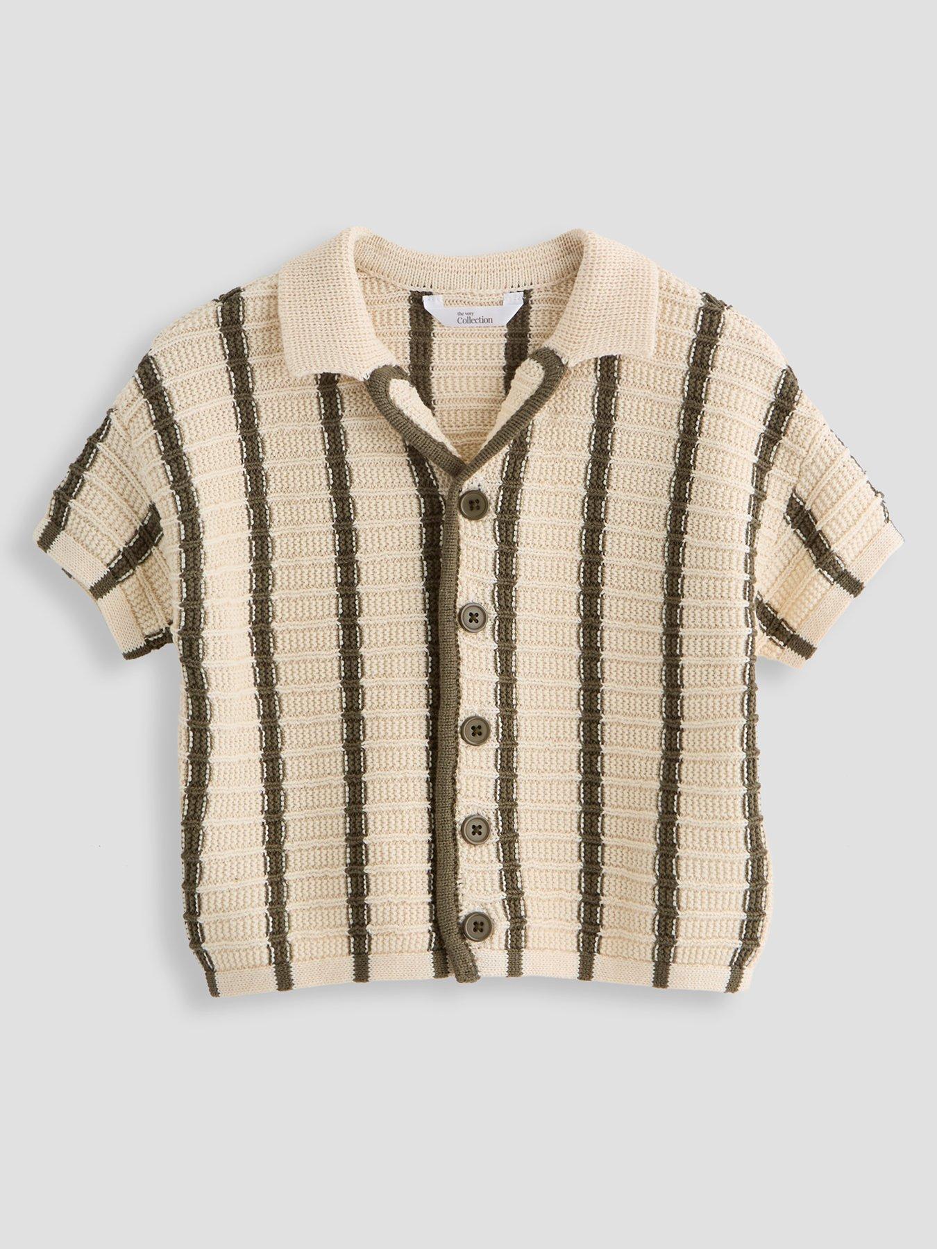 Image 1 of 4 of The Very Collection Boys Stripe Chrochet Shirt