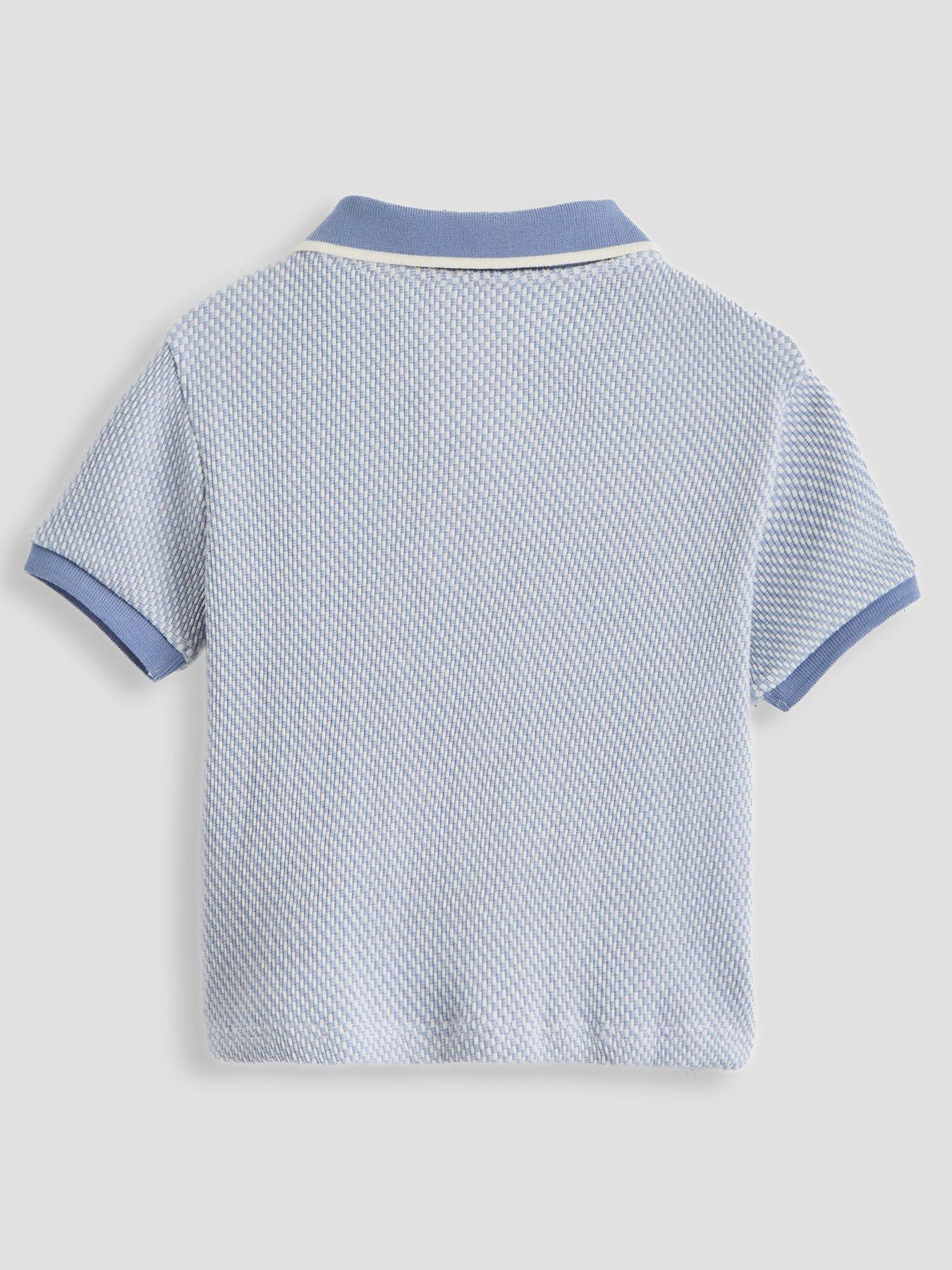 Image 2 of 5 of The Very Collection Boys Texture Detail Polo Shirt - Blue