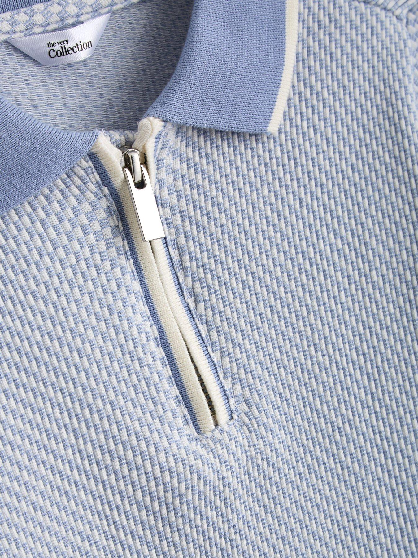 Image 3 of 5 of The Very Collection Boys Texture Detail Polo Shirt - Blue