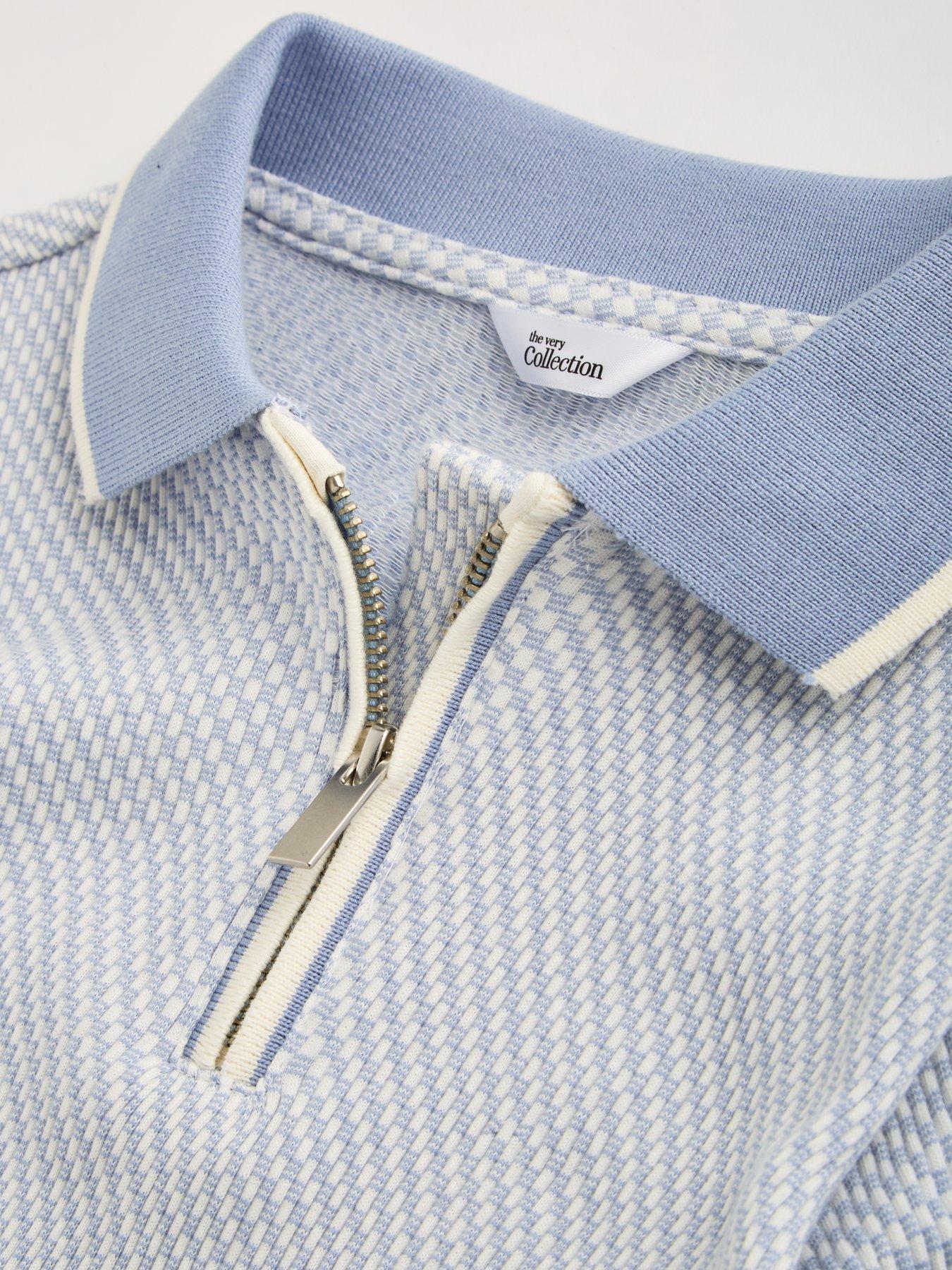 Image 4 of 5 of The Very Collection Boys Texture Detail Polo Shirt - Blue