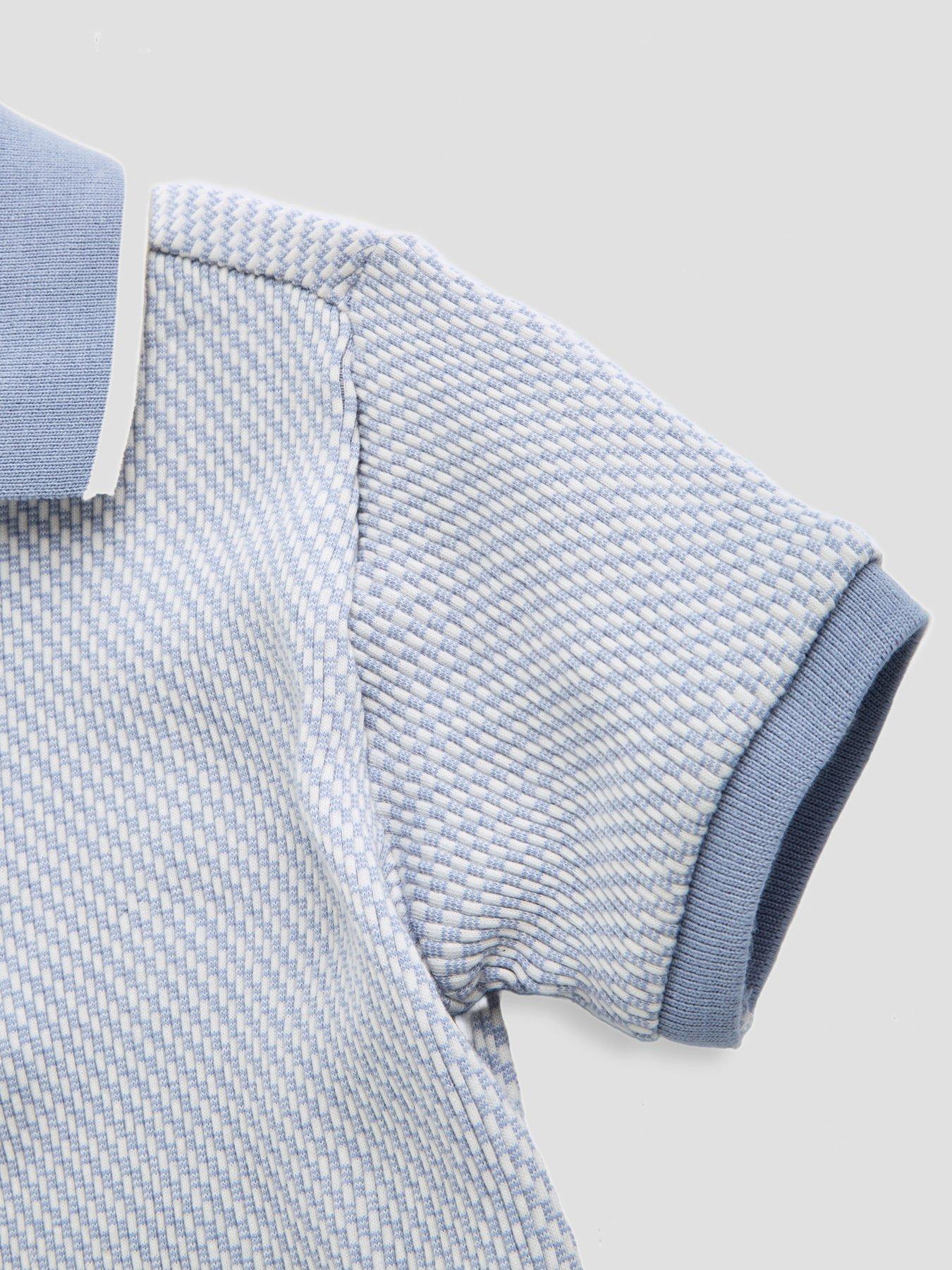 Image 5 of 5 of The Very Collection Boys Texture Detail Polo Shirt - Blue