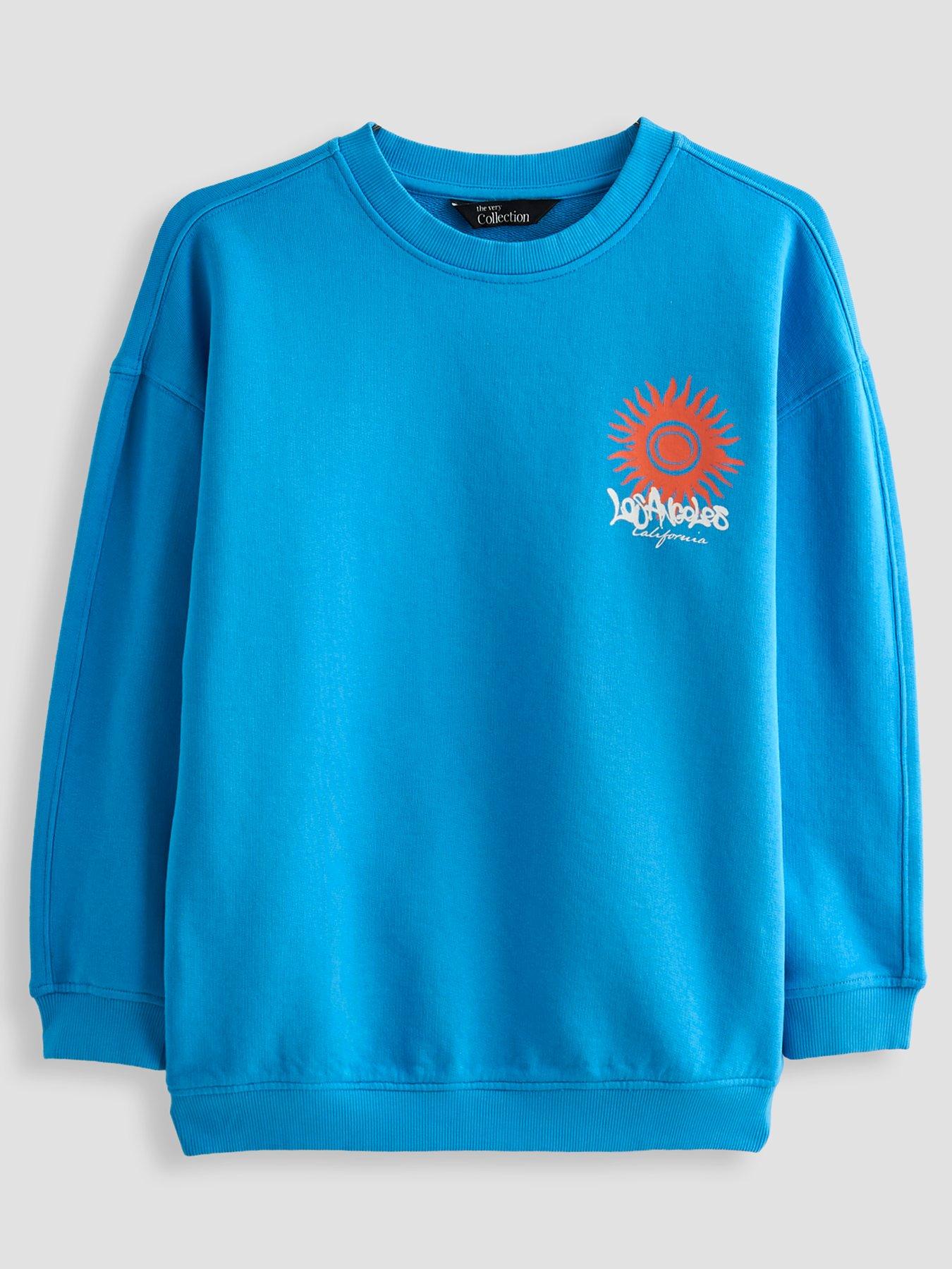 Image 1 of 4 of The Very Collection Boys Washed Back Graphic Sweatshirt - Blue