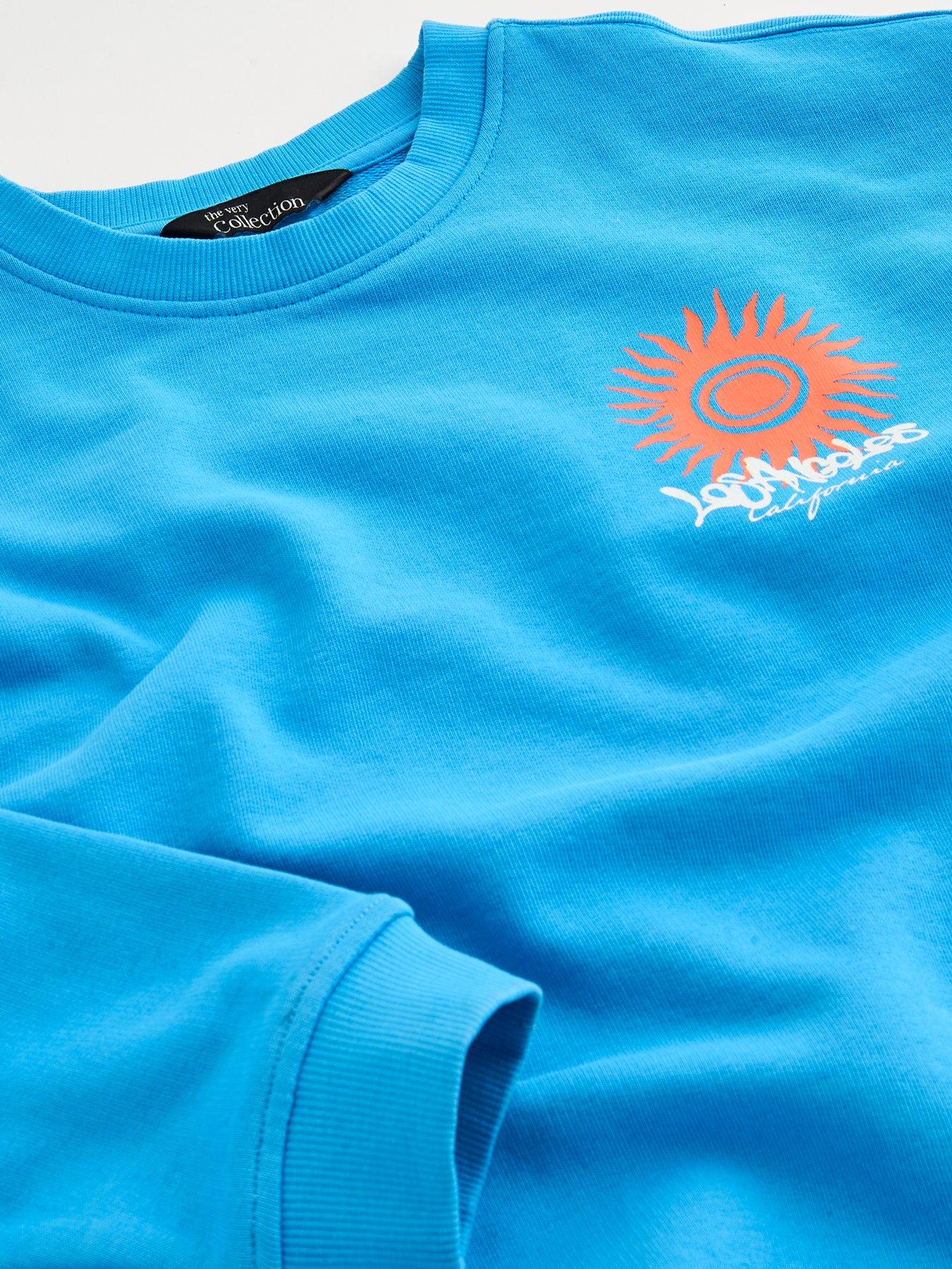 Image 4 of 4 of The Very Collection Boys Washed Back Graphic Sweatshirt - Blue