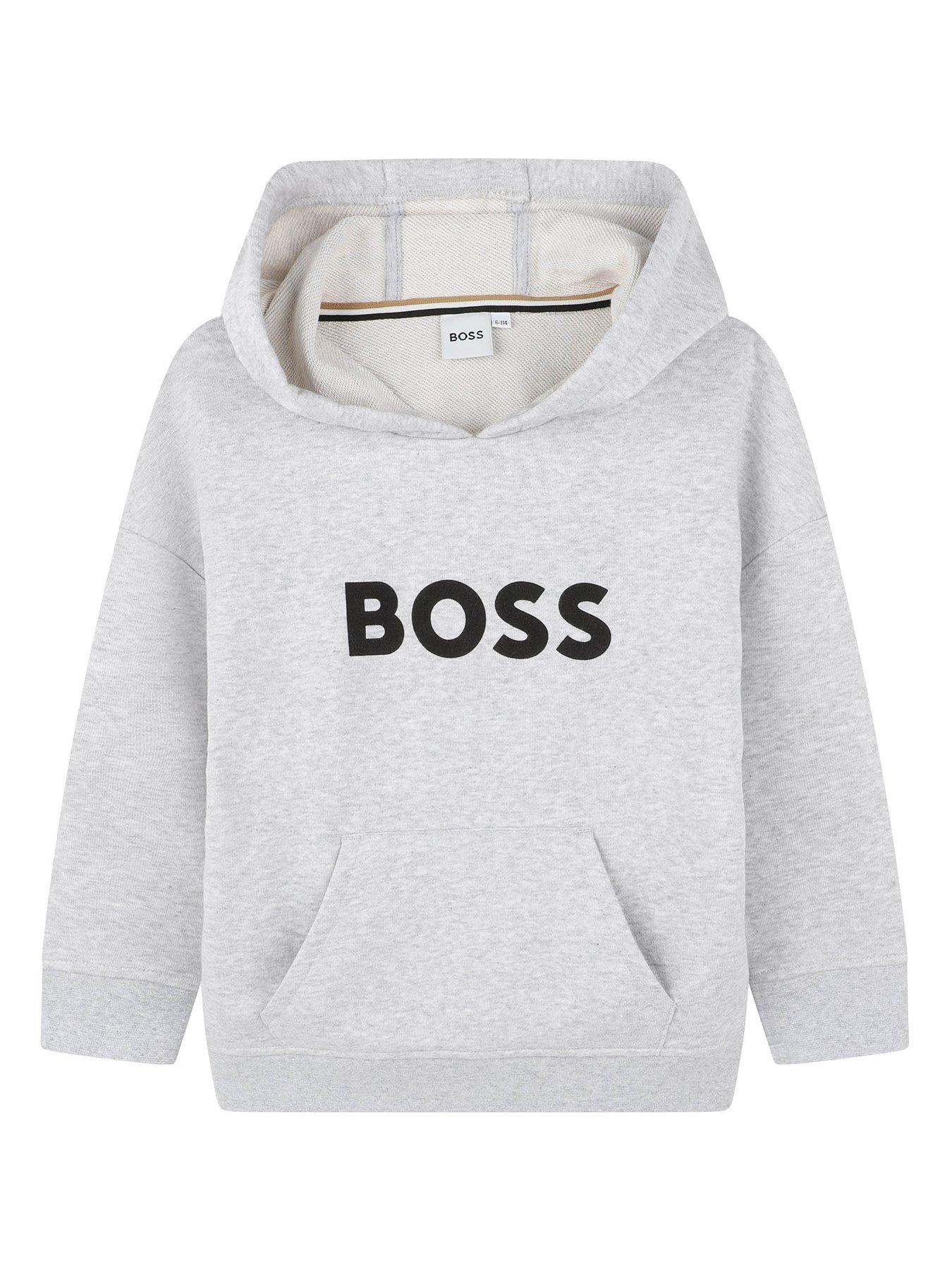 BOSS Boys Logo Hoodie - Grey