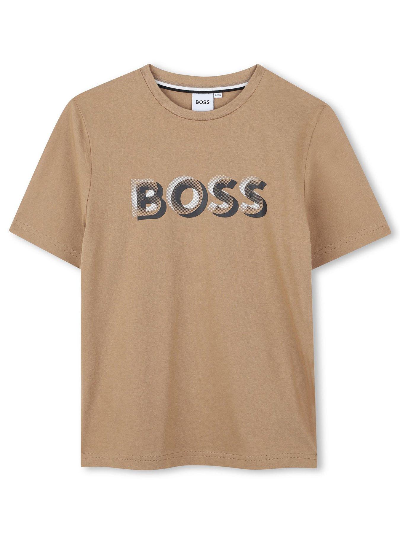 boss-boys-short-sleeve-logo-t-shirt-beige