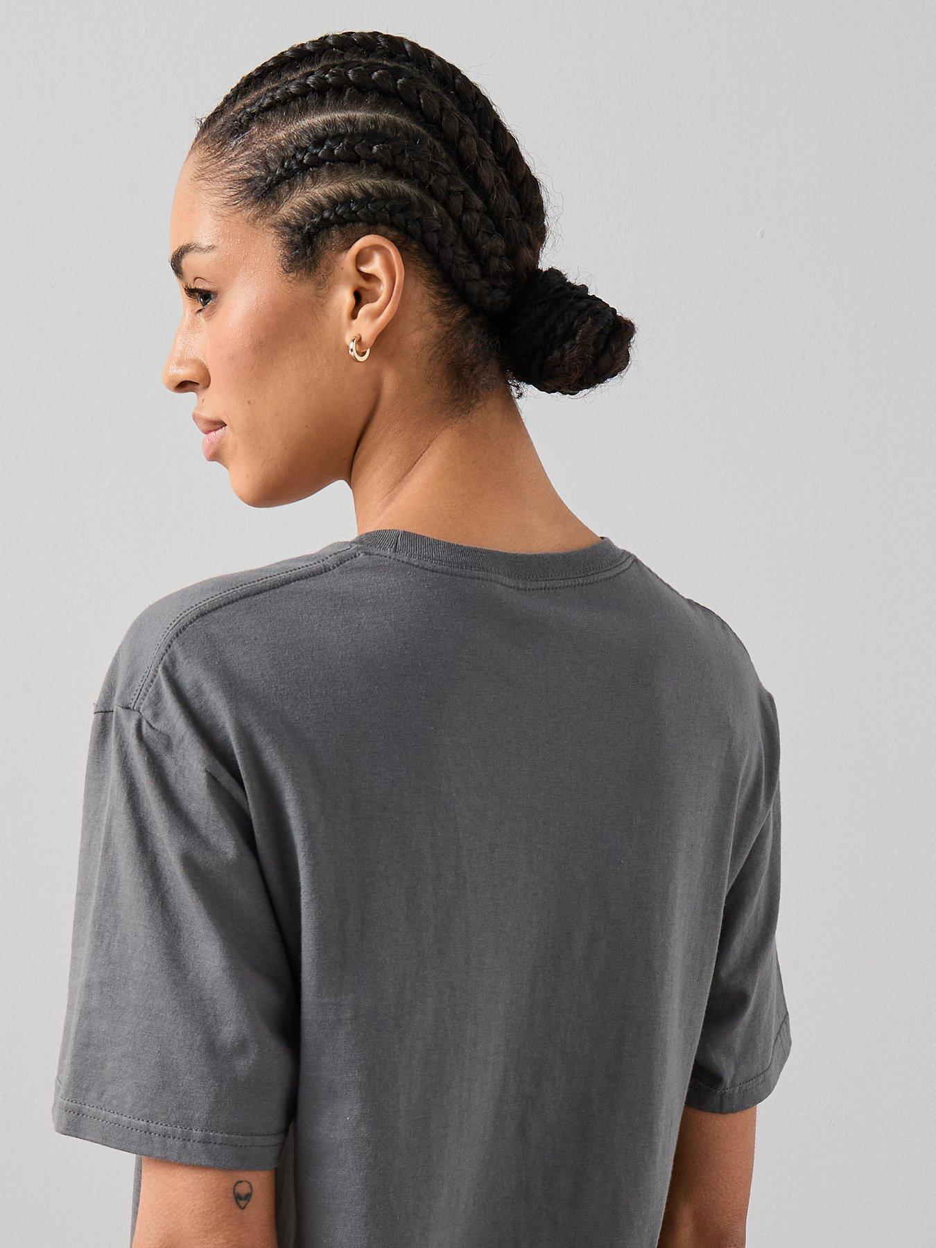 Image 6 of 6 of The Very Collection Paris Lace Print Oversized Graphic T-shirt - Grey