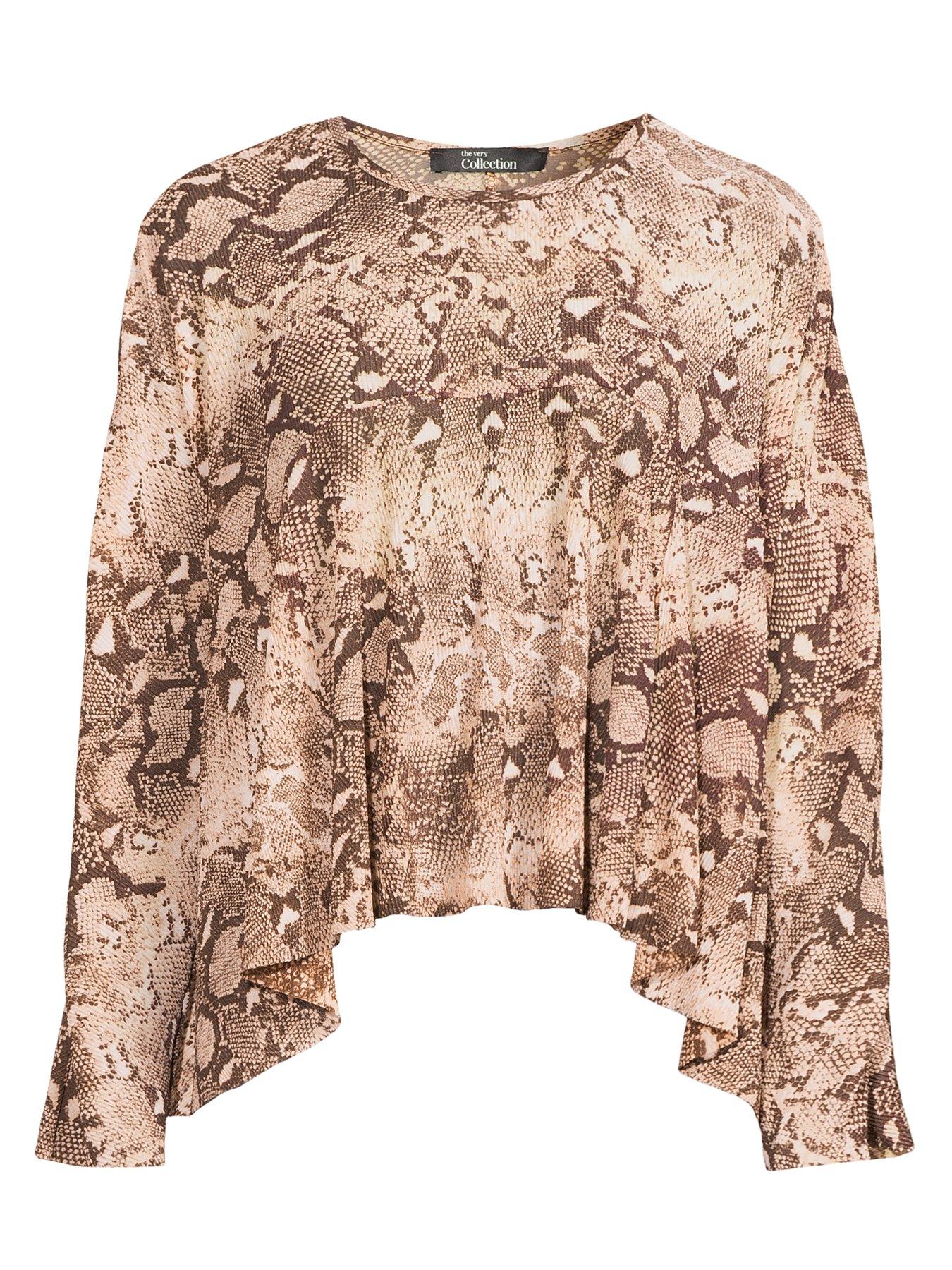 Image 7 of 7 of The Very Collection Long Sleeve Textured Snake Print Top