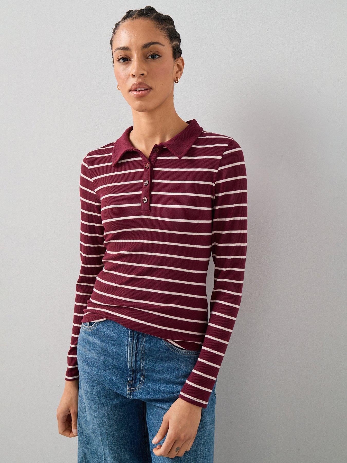 the-very-collection-collar-detail-long-sleeve-stripe-rib-top-red