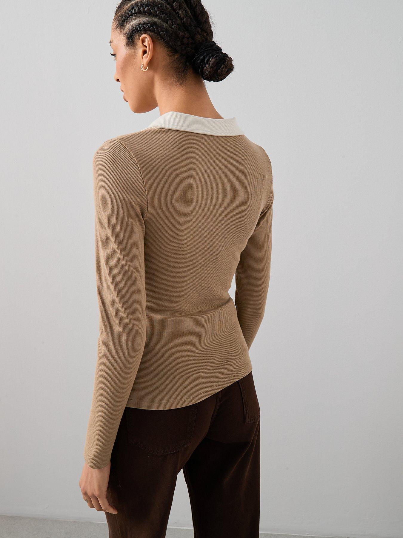 the-very-collection-collar-detail-long-sleeve-rib-top-brownstillFront