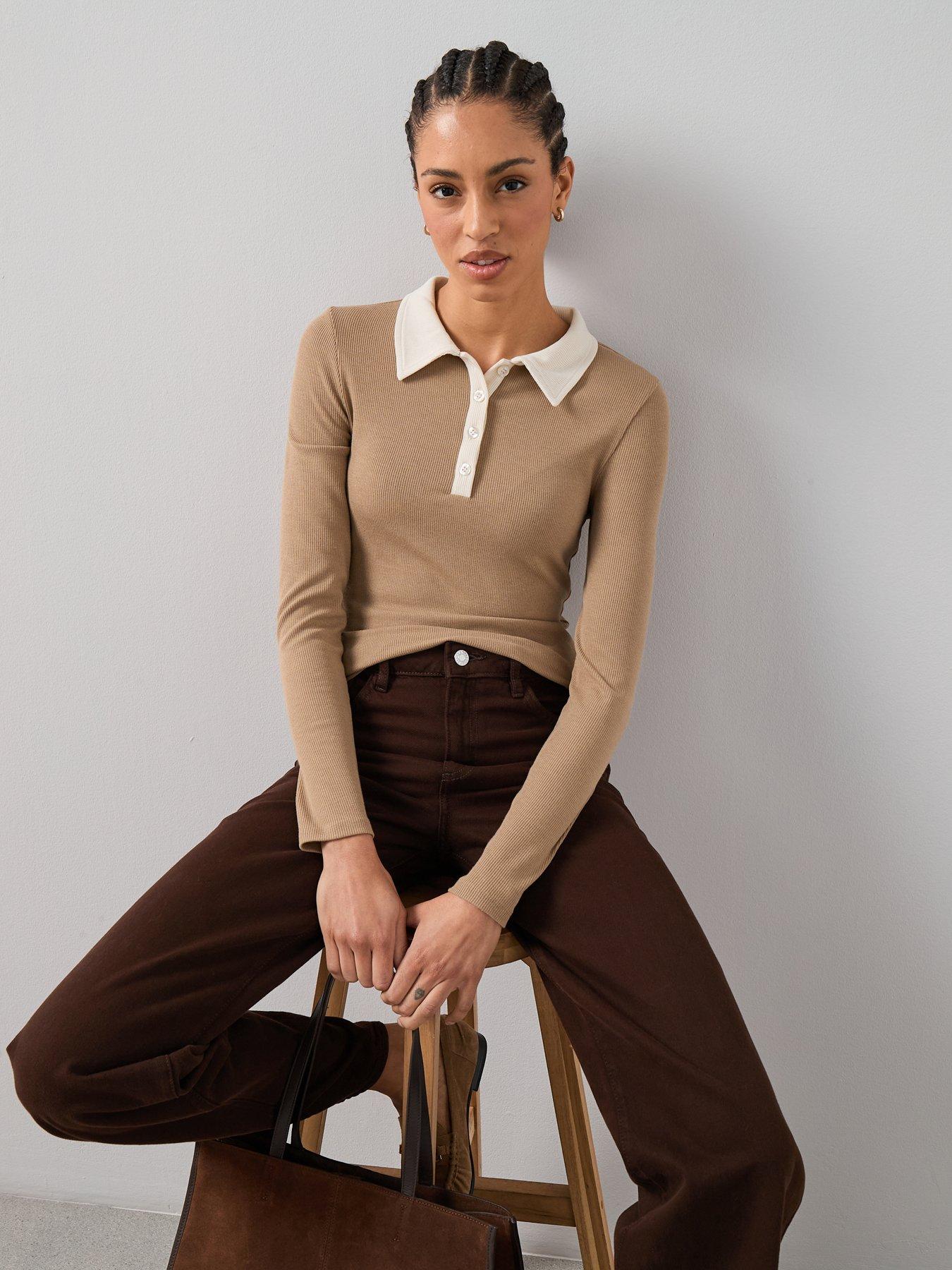 the-very-collection-collar-detail-long-sleeve-rib-top-browndetail