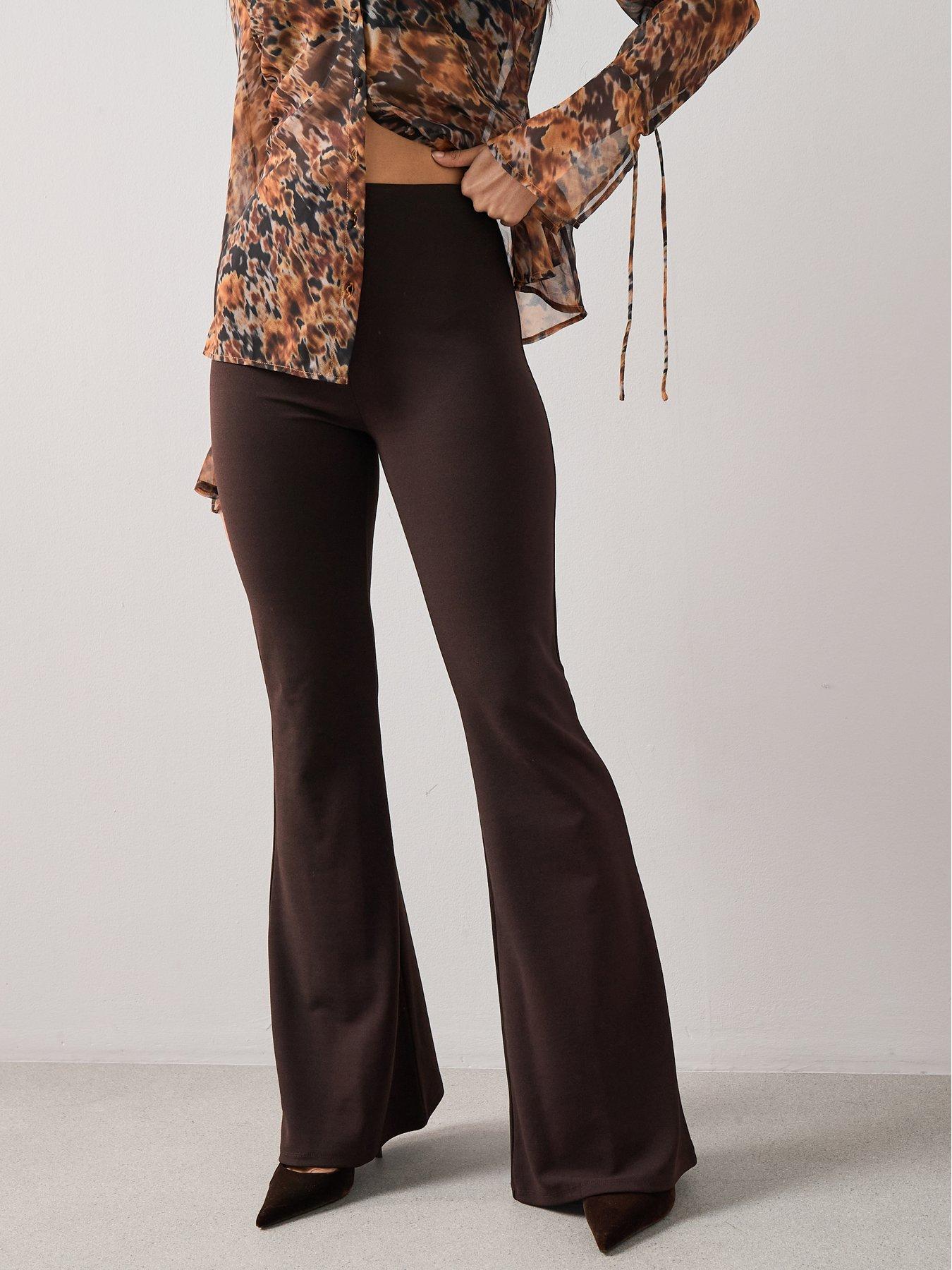 The Very Collection High Waisted Flare Trousers - Brown