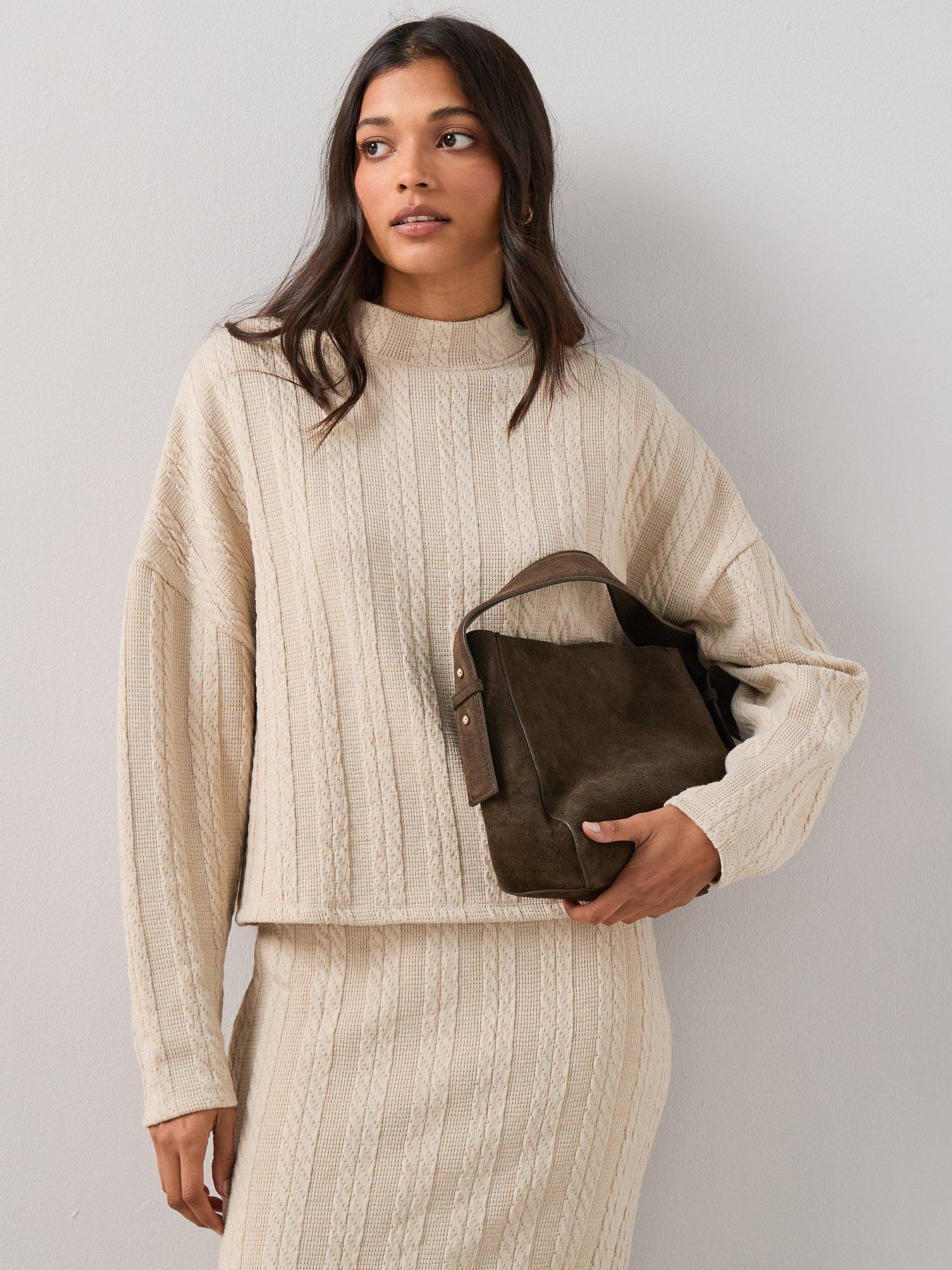 The Very Collection Cable Textured Long Sleeve Top Co-Ord - Cream