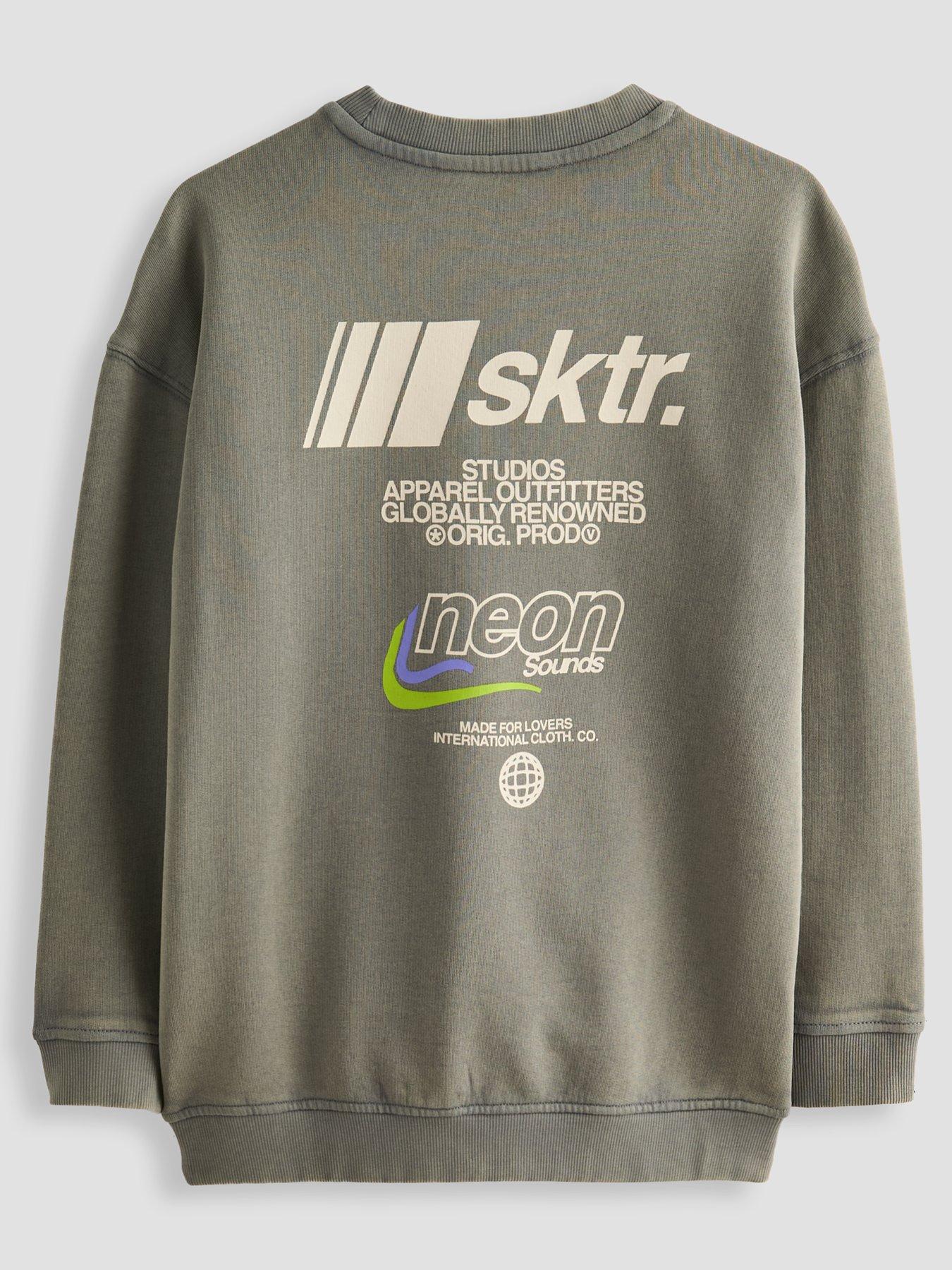 The Very Collection Boys Washed Back Graphic Sweatshirt - Grey