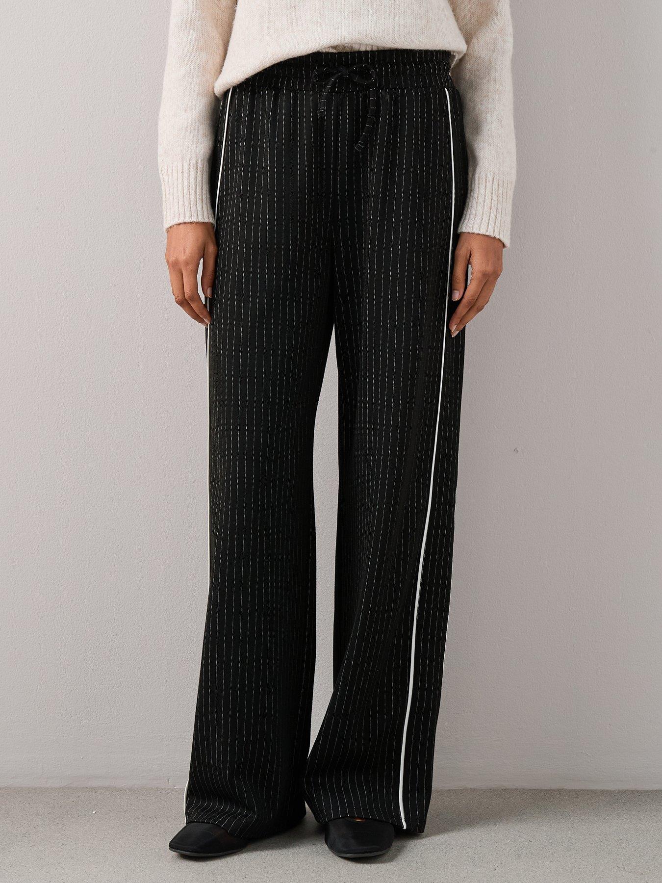 The Very Collection Side Stripe Mono Wide Leg Trousers - Black