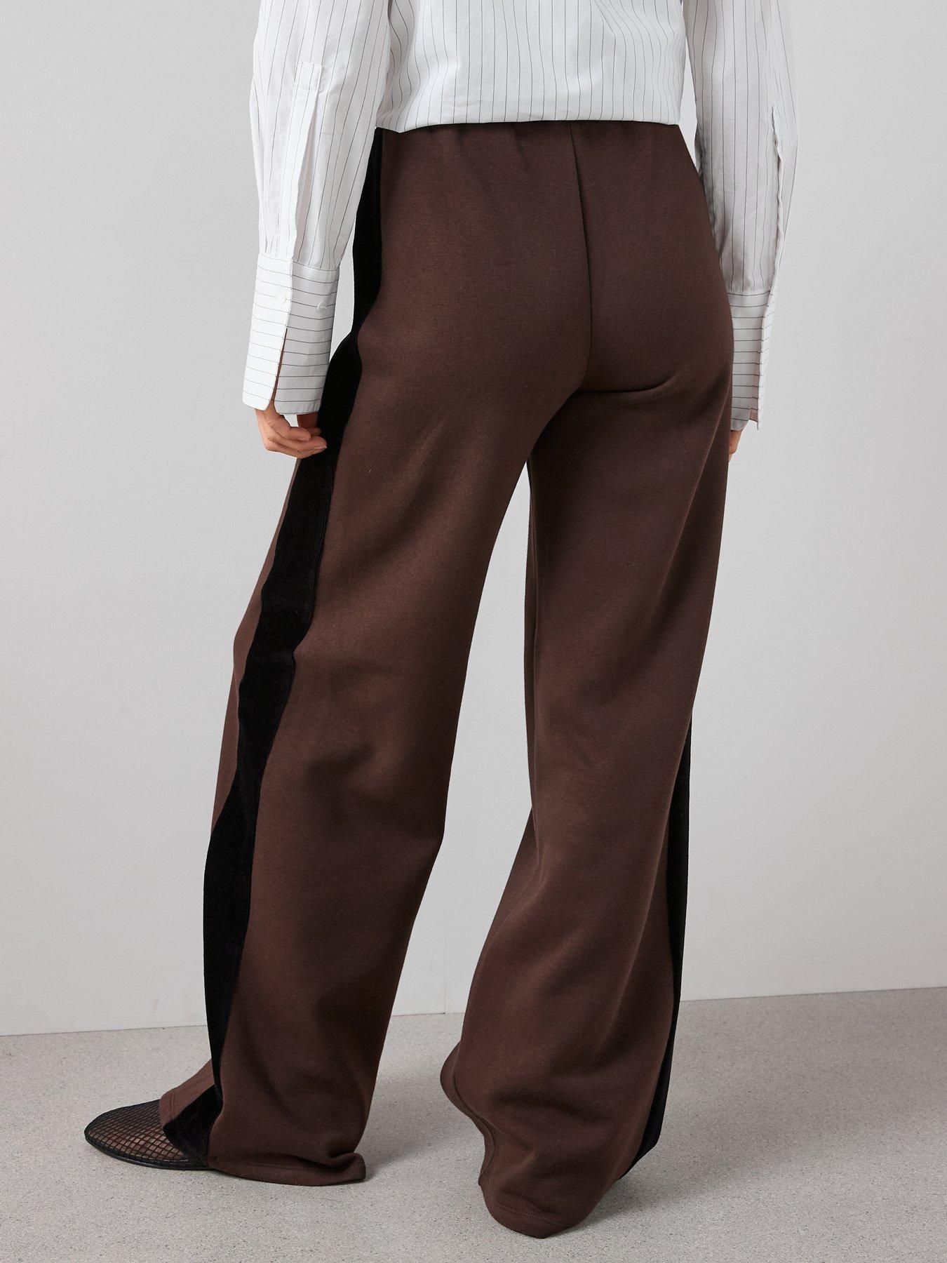Image 2 of 6 of The Very Collection Cord Trim Wide Leg Joggers Co-Ord - Brown
