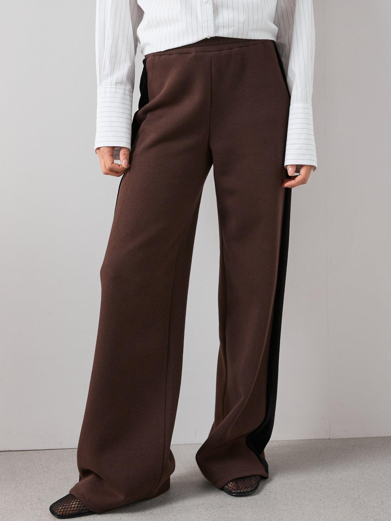 Image 4 of 6 of The Very Collection Cord Trim Wide Leg Joggers Co-Ord - Brown