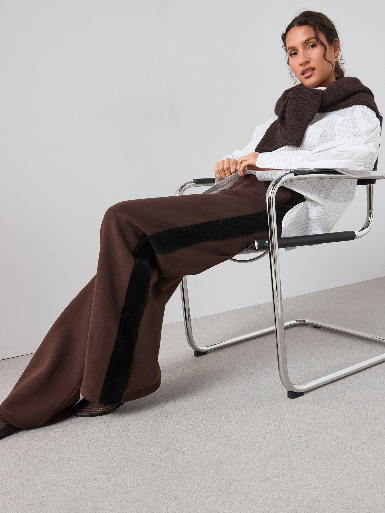 Image 6 of 6 of The Very Collection Cord Trim Wide Leg Joggers Co-Ord - Brown