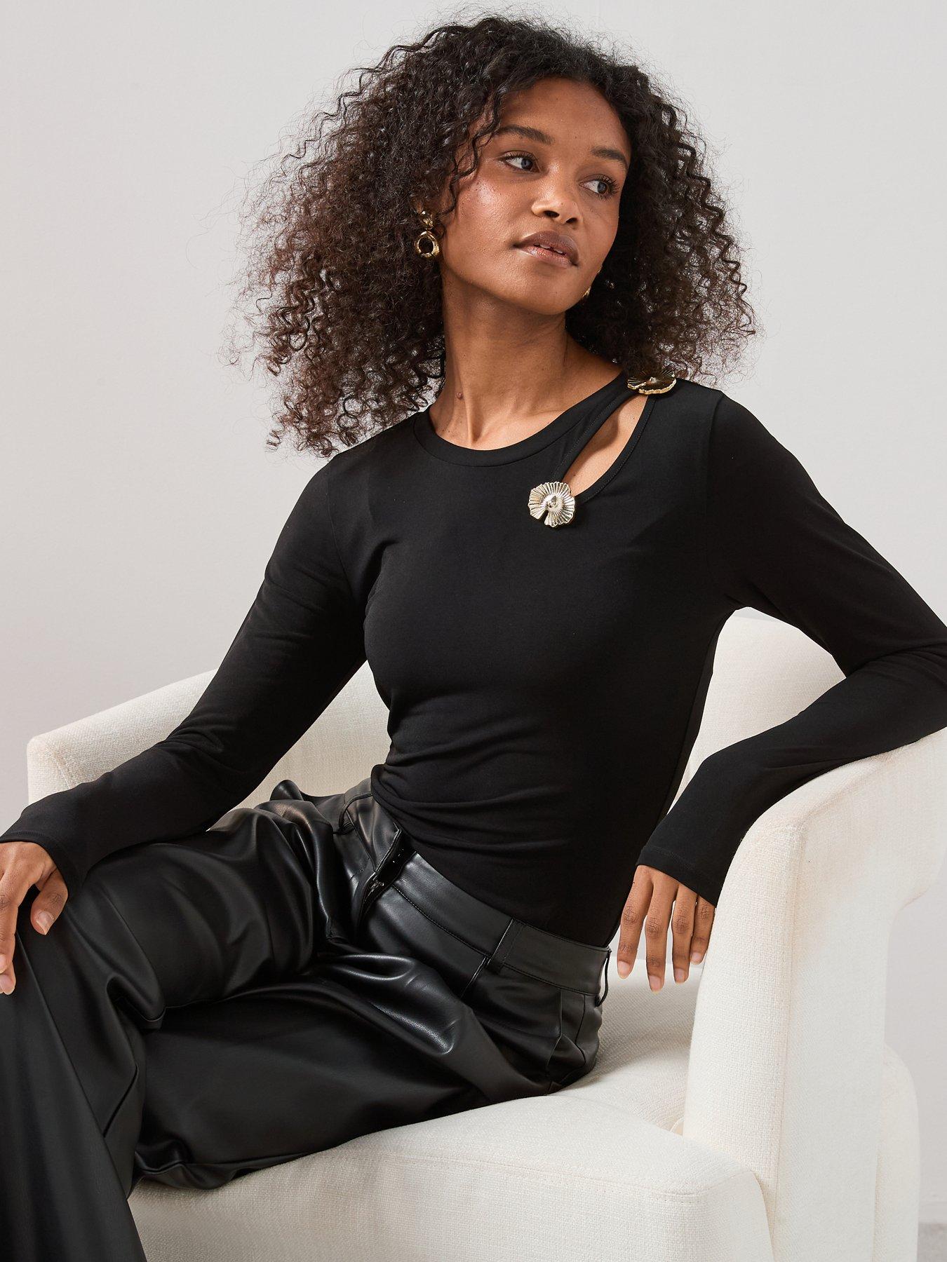 the-very-collection-trim-detail-cut-out-long-sleeve-top-blackoutfit