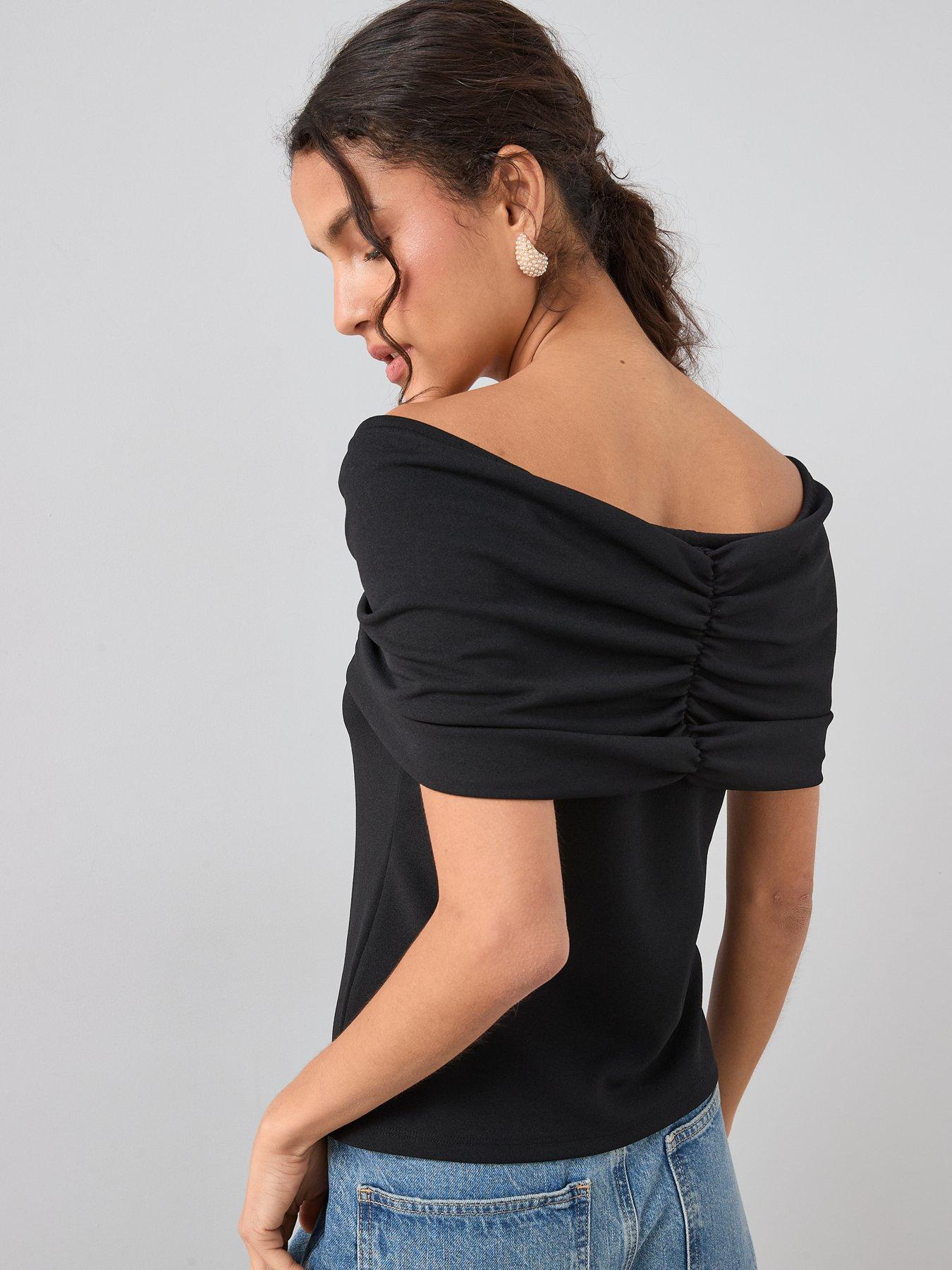 the-very-collection-bardot-bow-fitted-top-blackstillFront