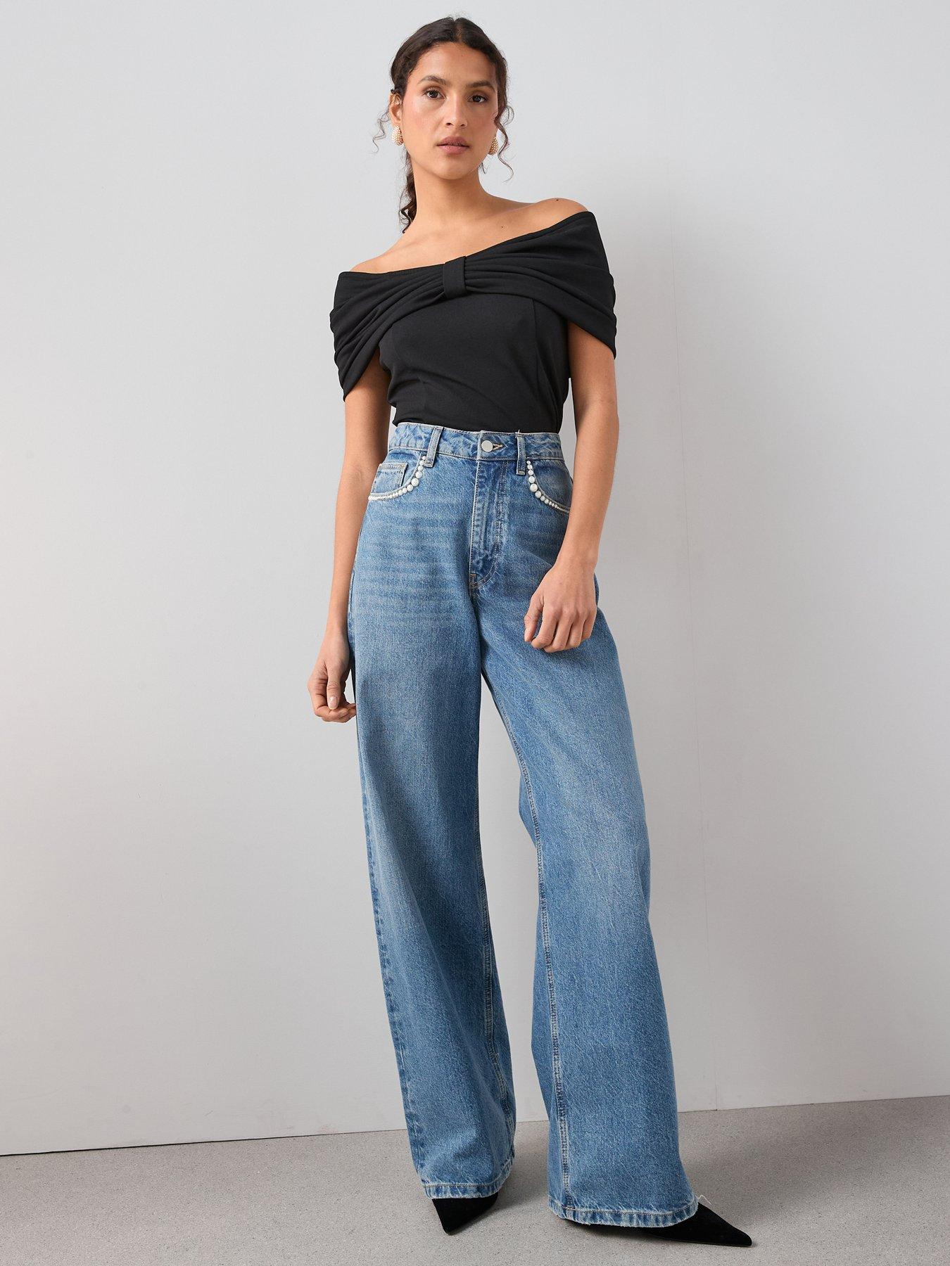 the-very-collection-bardot-bow-fitted-top-blackback