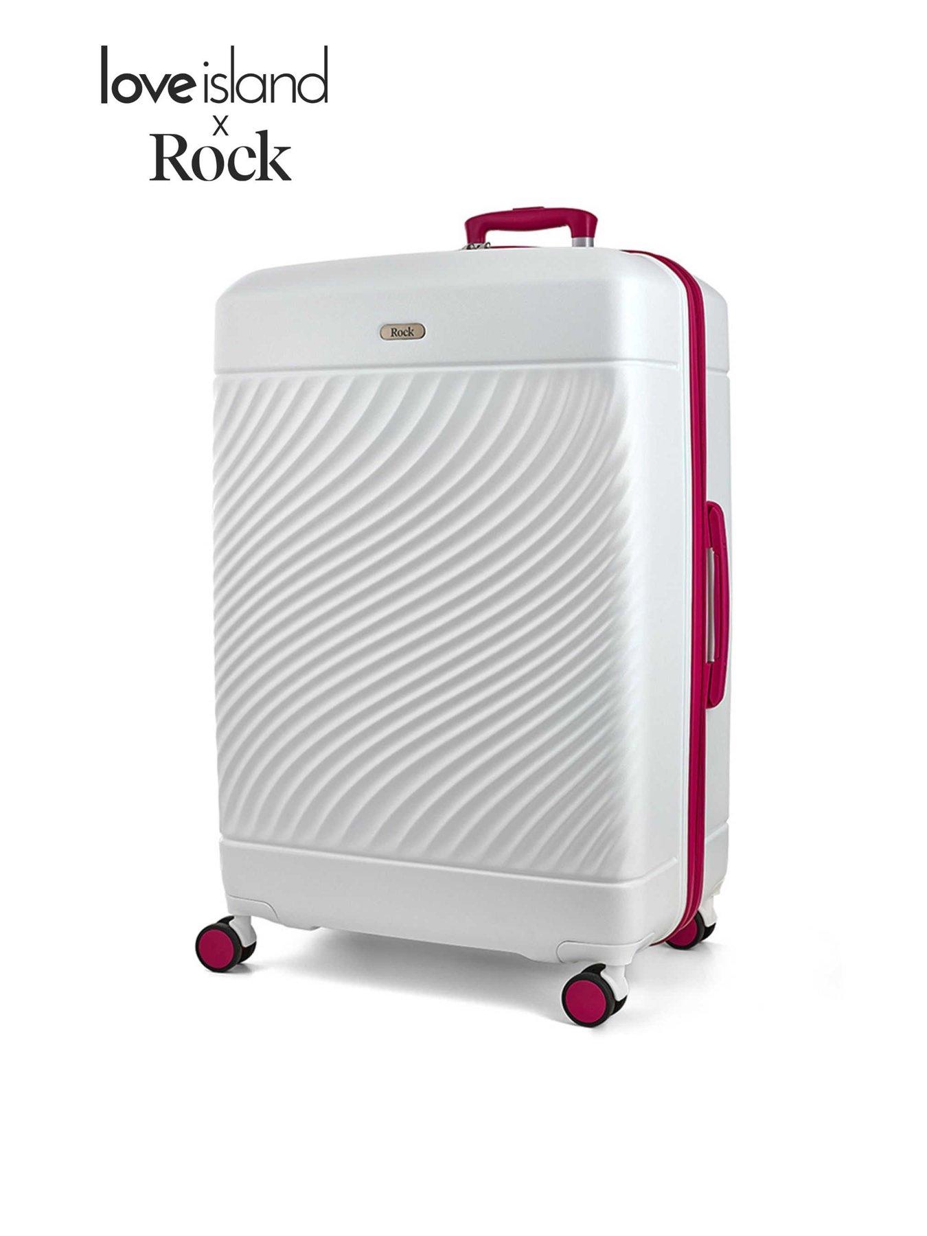 Rock Luggage Love Island White/Pink Large Suitcase