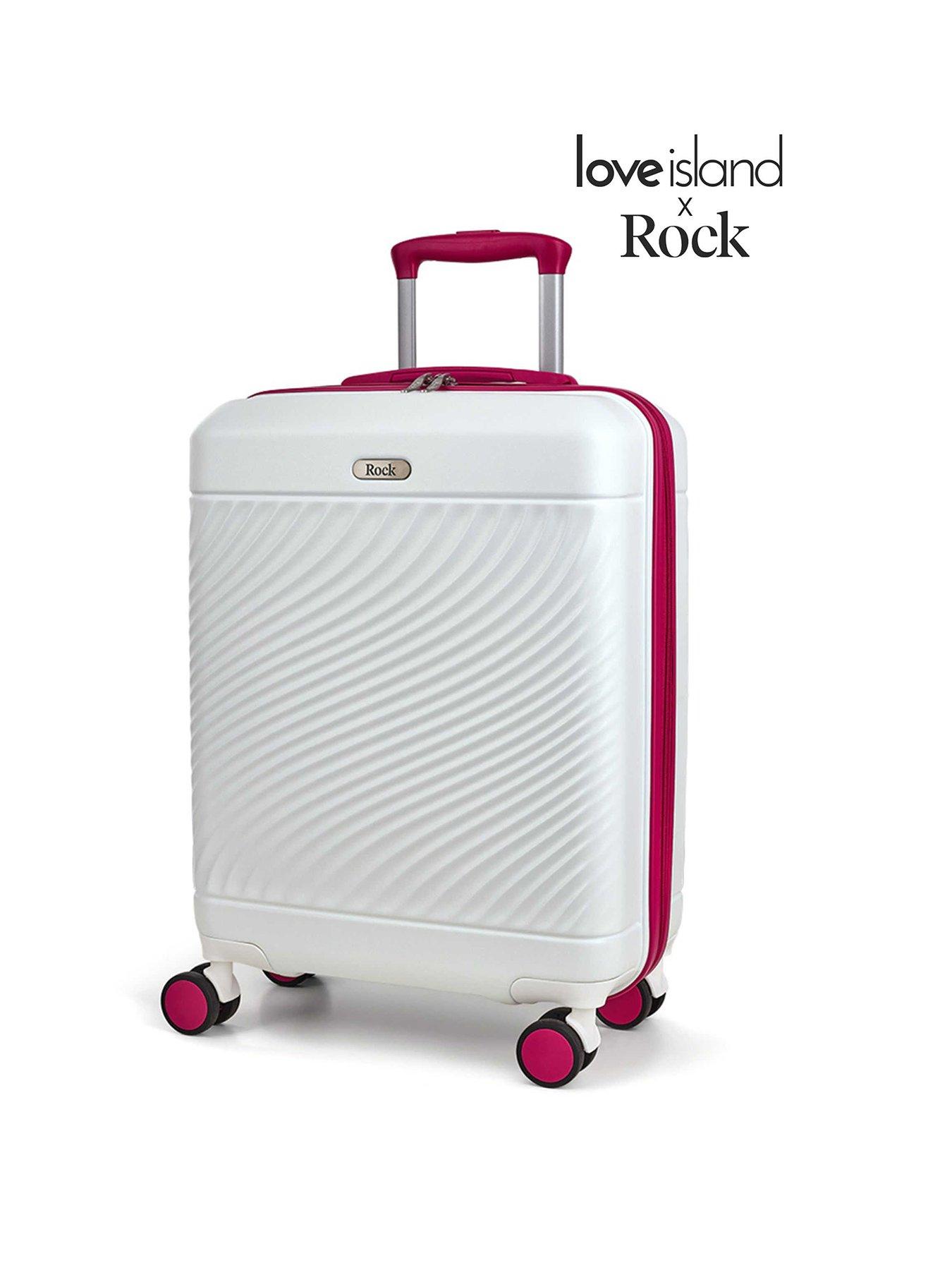 Rock Luggage Love Island White/Pink Cabin Suitcase