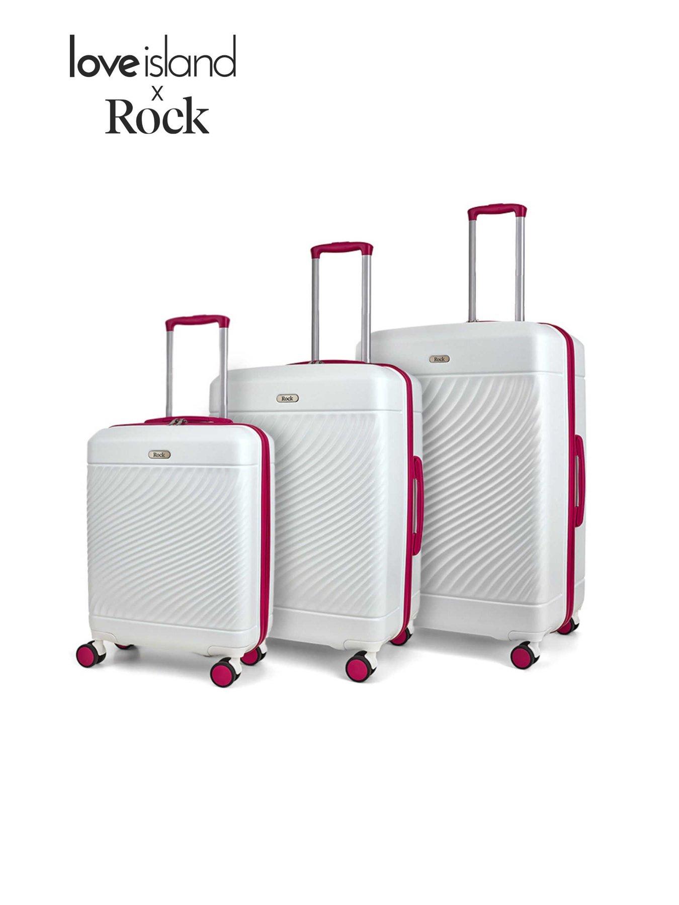 Rock Luggage Love Island White/Pink 3pc Set Suitcase