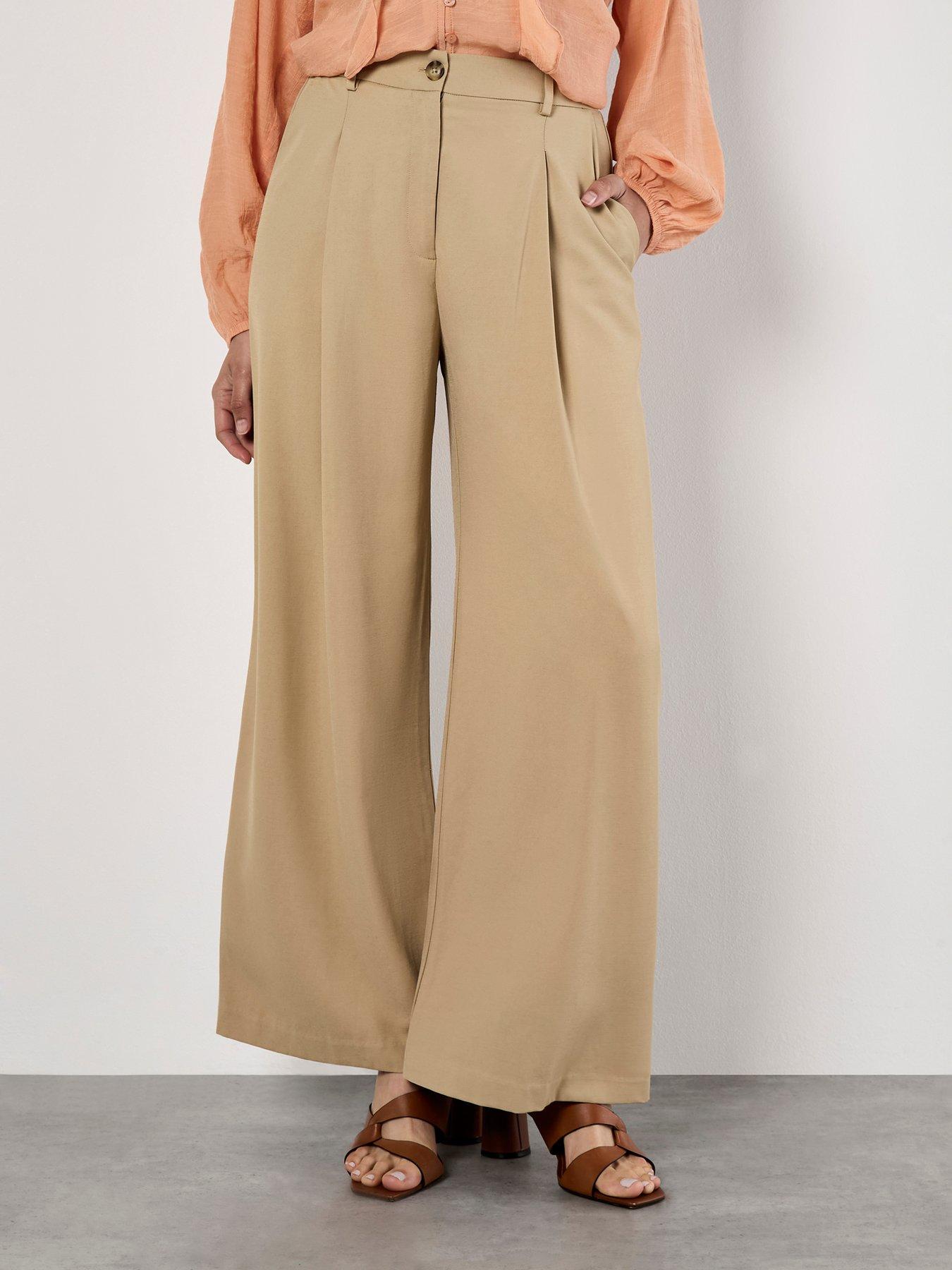 Apricot Tailored Wide Leg Trouser - Beige