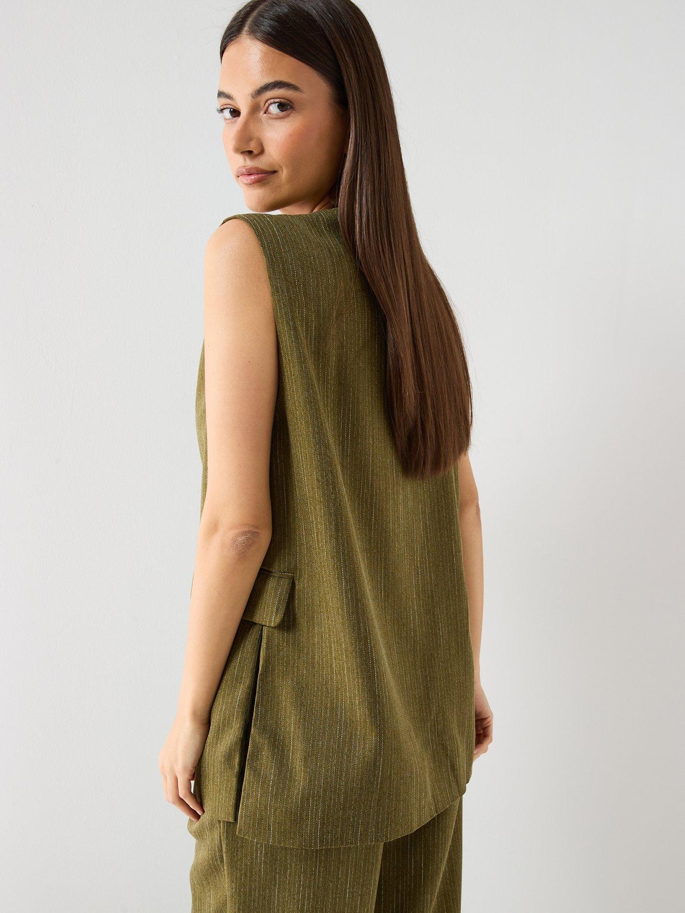 vero-moda-tailored-longline-waistcoat-greenstillFront
