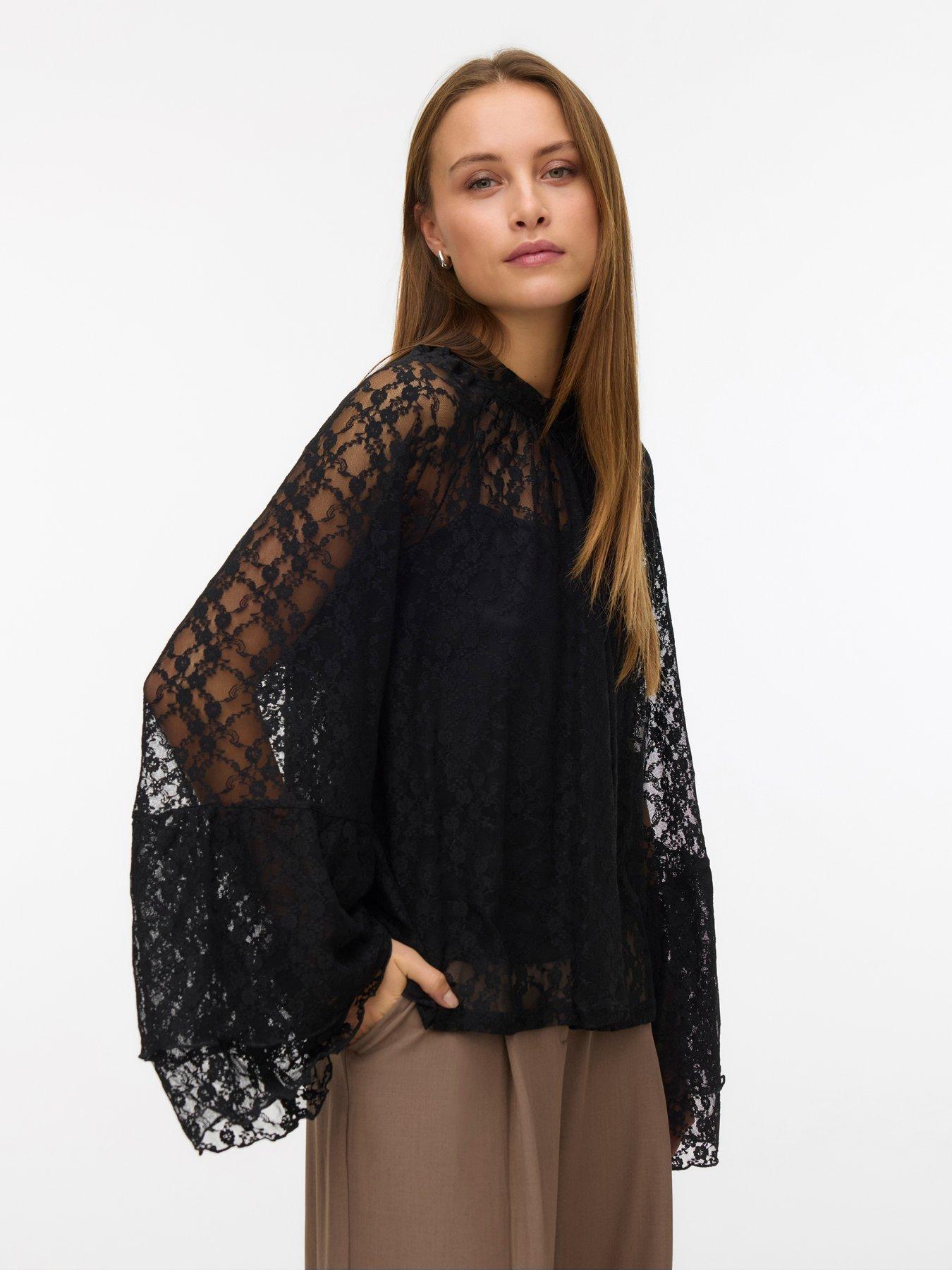 Vero Moda Long Sleeve High Neck Top - Black