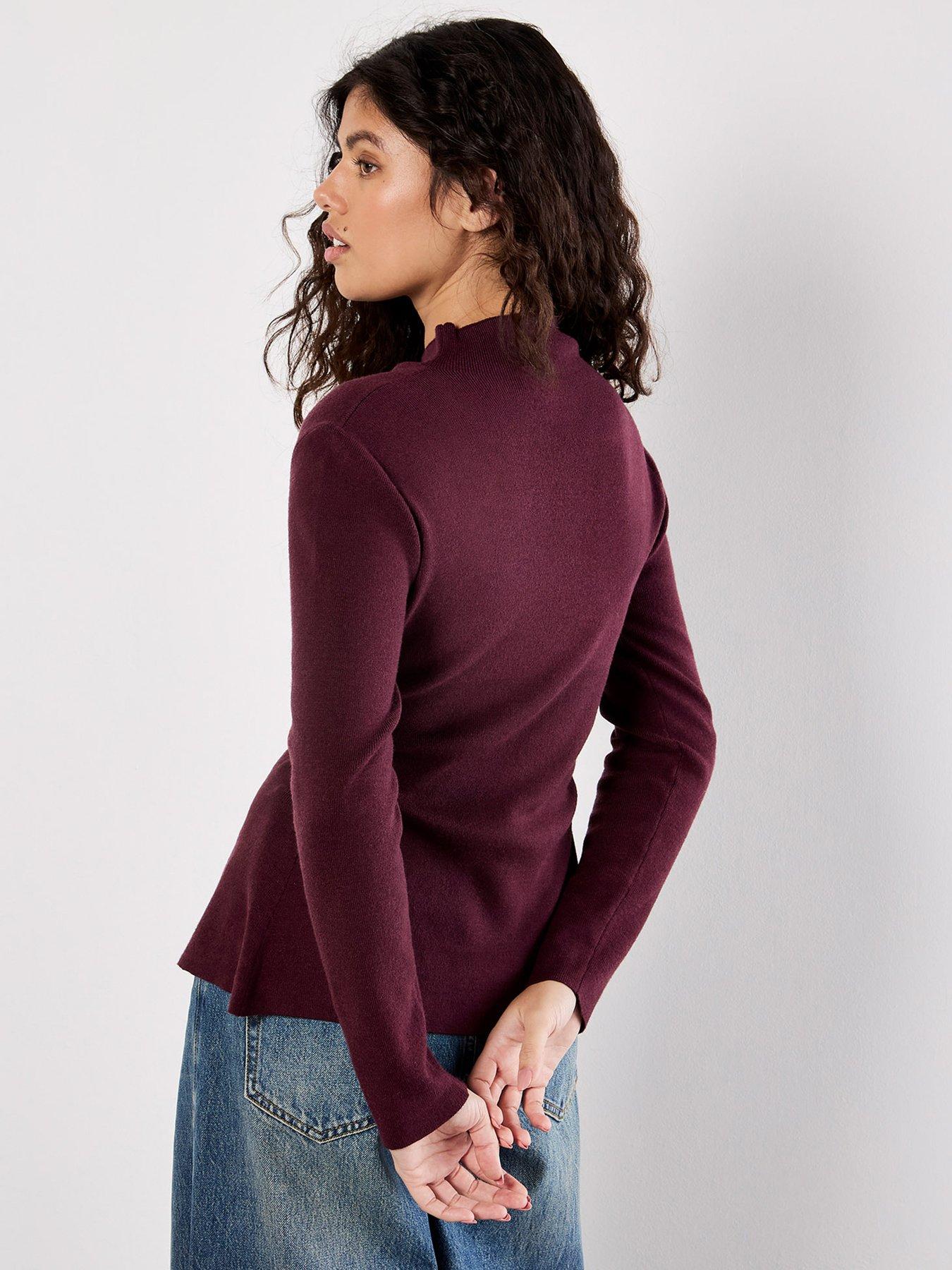 apricot-pleat-button-knit-top-redstillFront