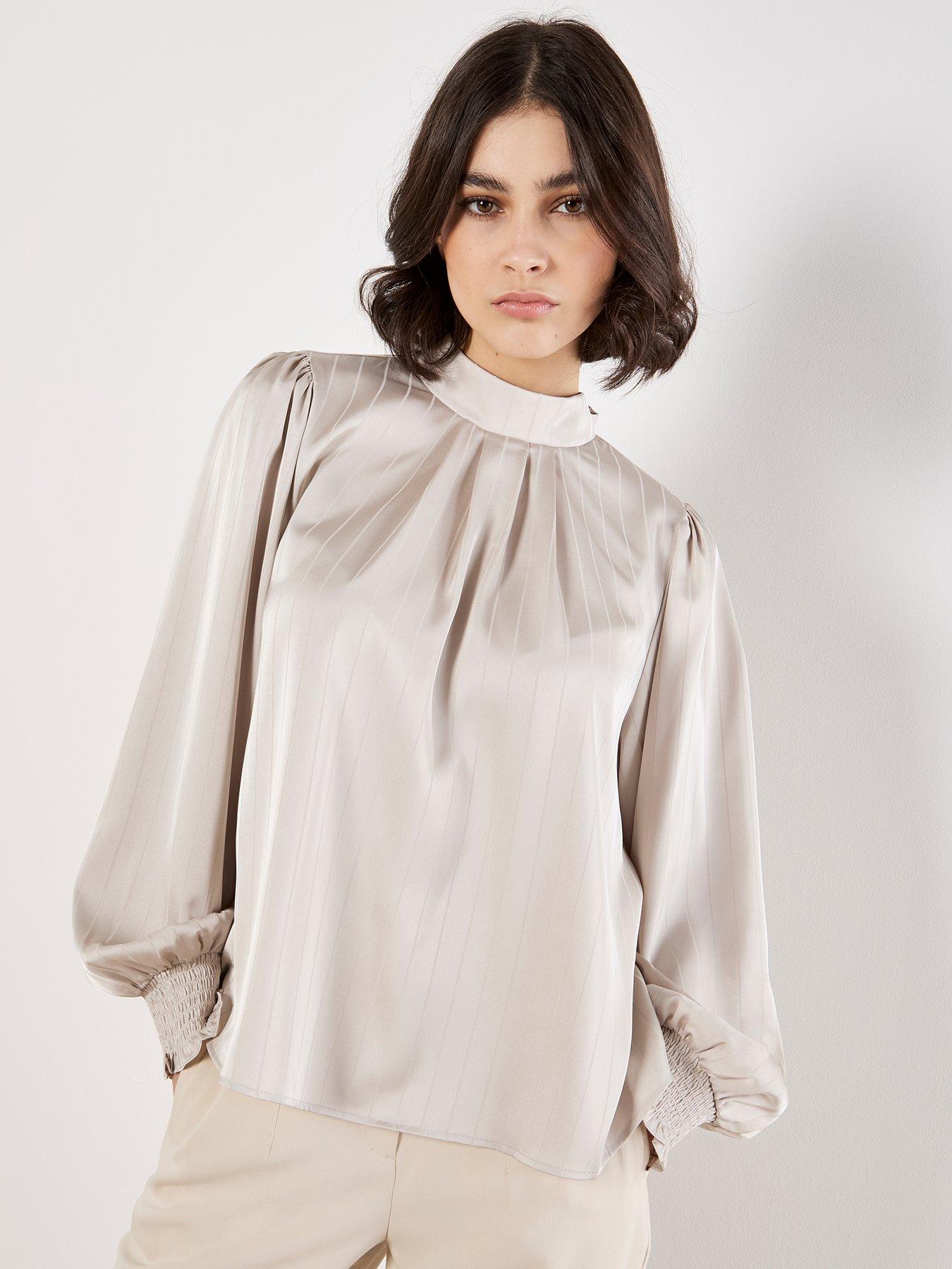 Apricot Satin Self Stripe Tie Back Top - Purple