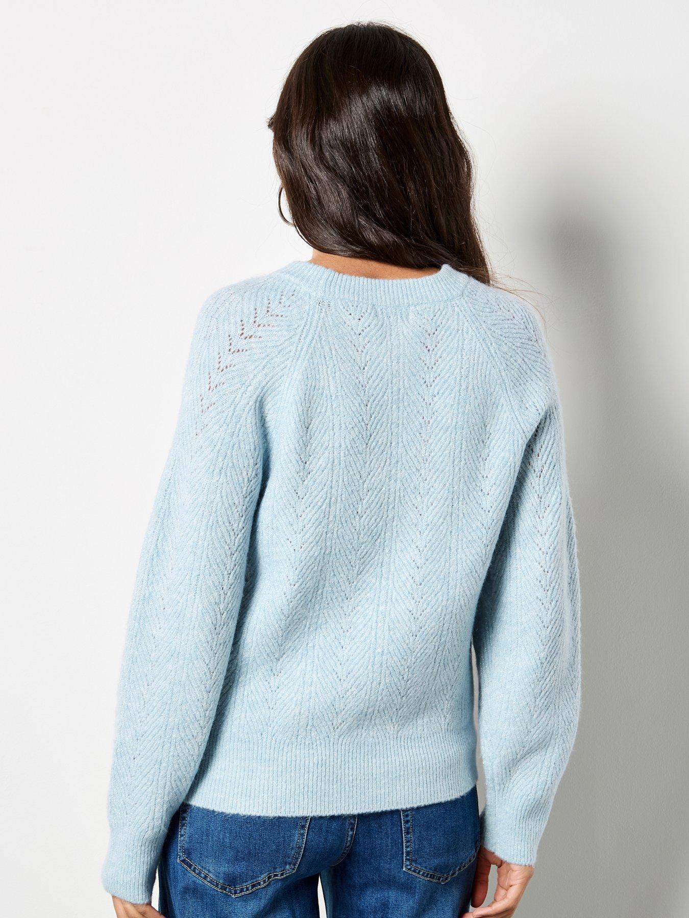 Image 2 of 4 of Apricot Chevron Pointelle Sparkle Jumper - Blue