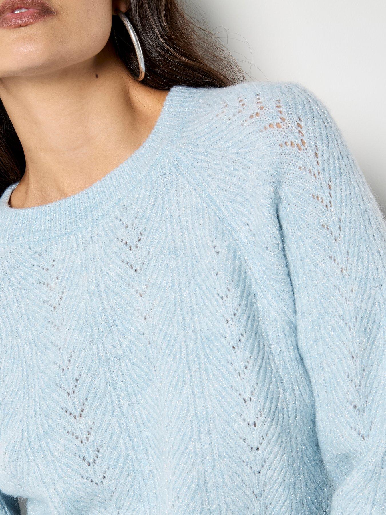 Image 4 of 4 of Apricot Chevron Pointelle Sparkle Jumper - Blue