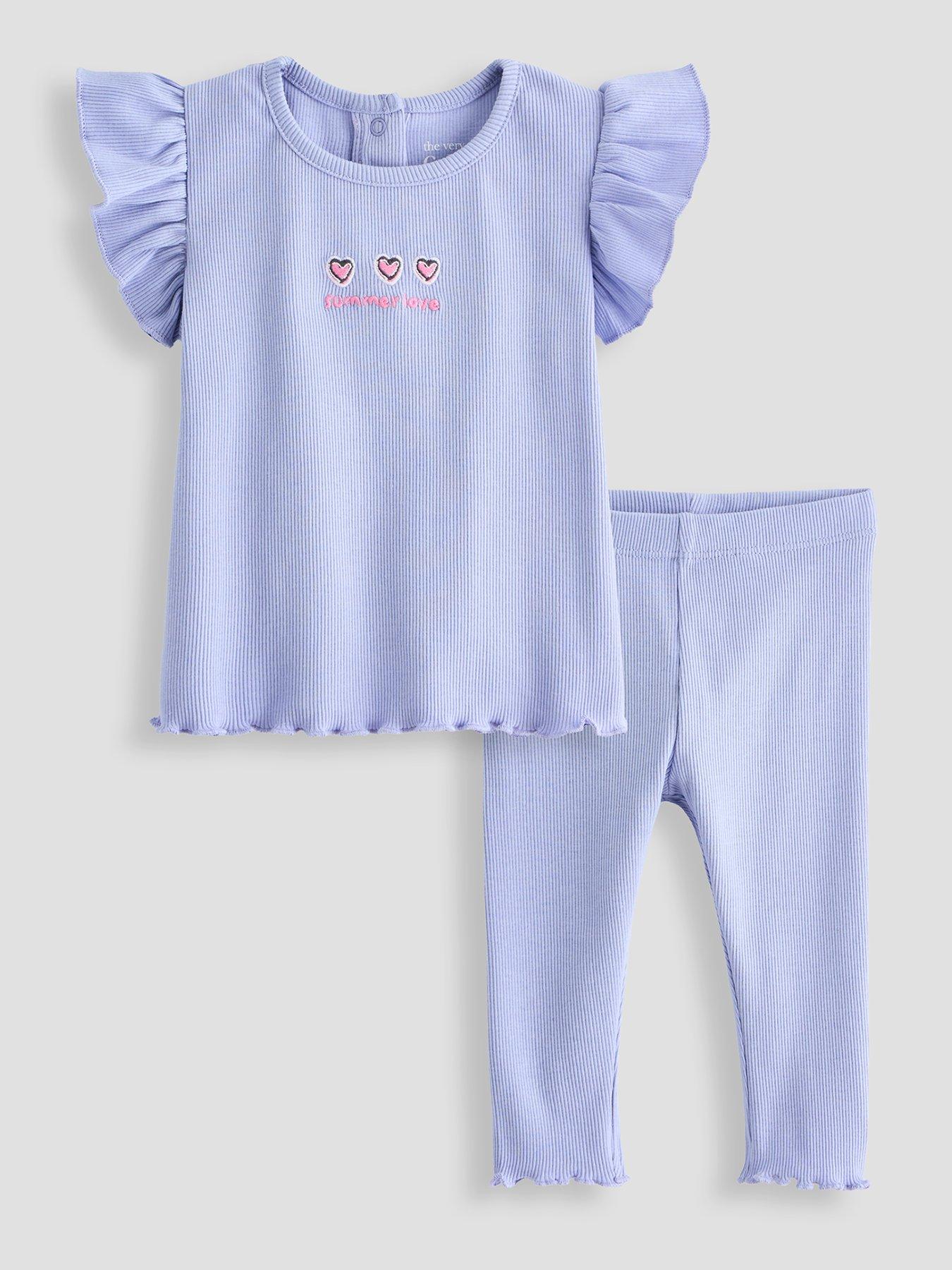 The Very Collection Girls Rib T-Shirt And Legging Set - Blue