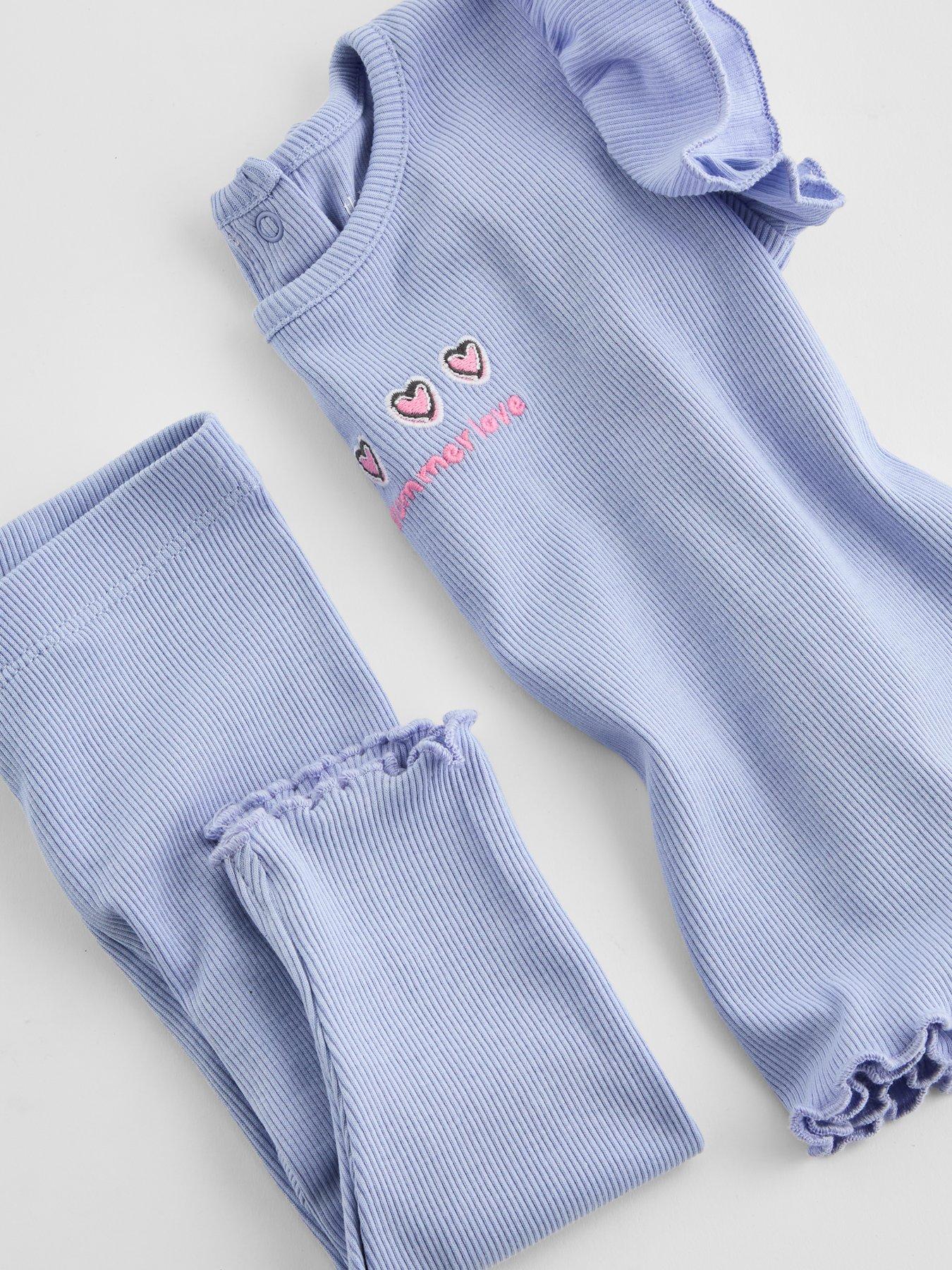 Image 4 of 4 of The Very Collection Girls Rib T-Shirt And Legging Set - Blue