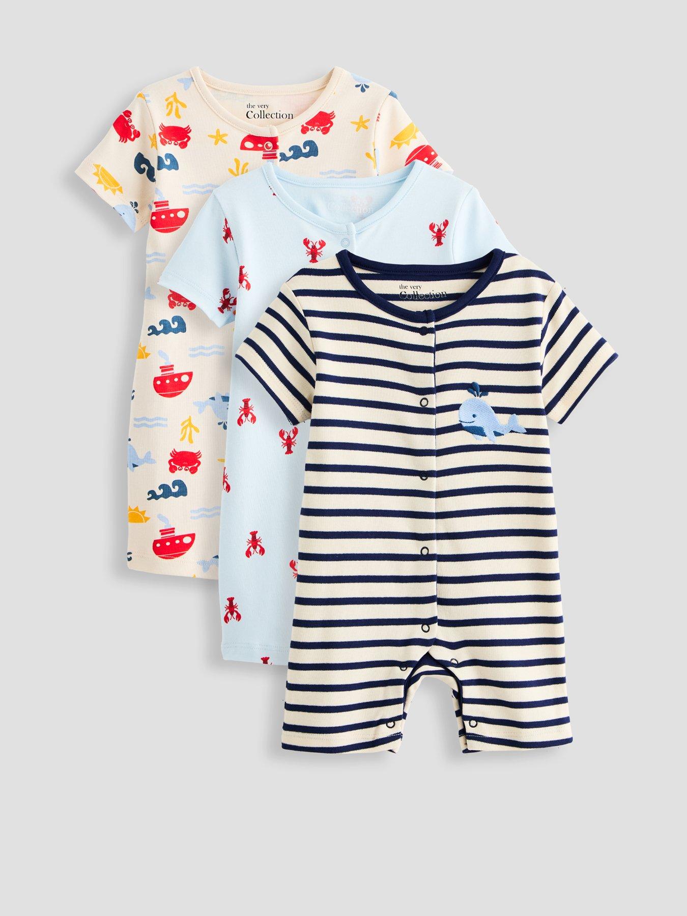 The Very Collection Baby Boy 3 Pack Sea Life Romper