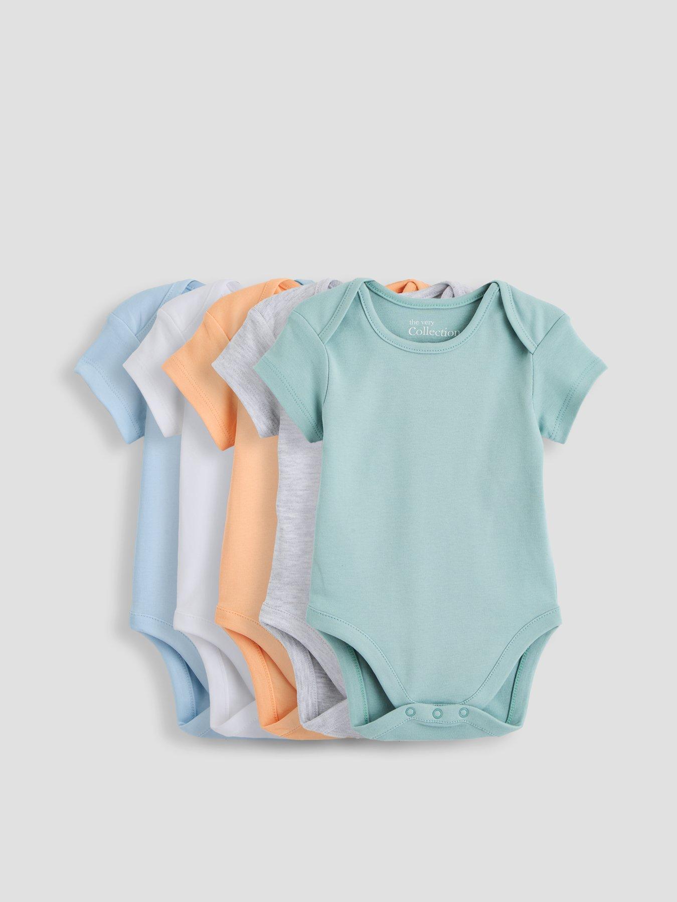Image 1 of 5 of The Very Collection Baby Boys 5 Pack Core Short Sleeve Bodysuits