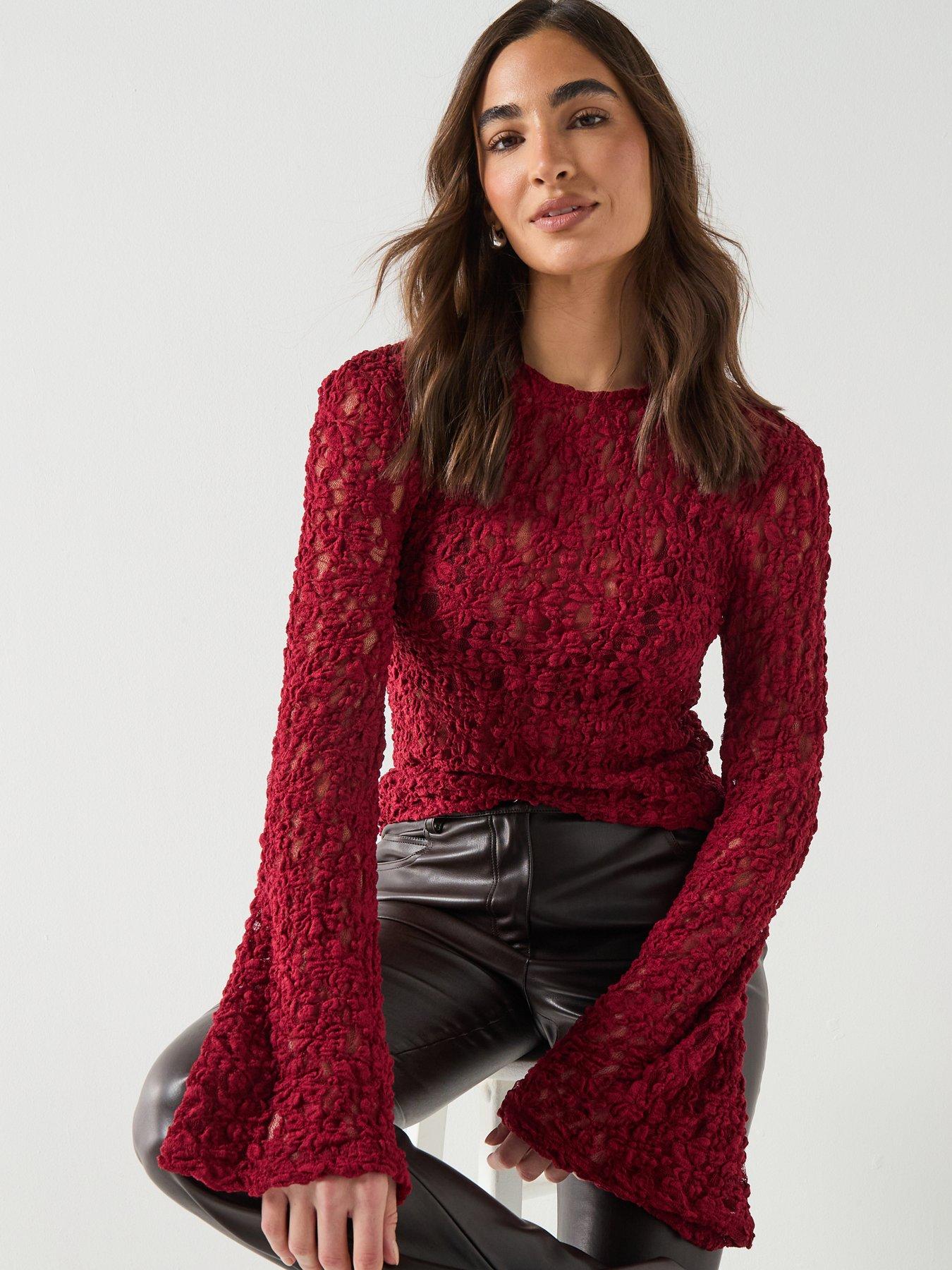 vero-moda-stacy-long-sleeve-lace-top-red