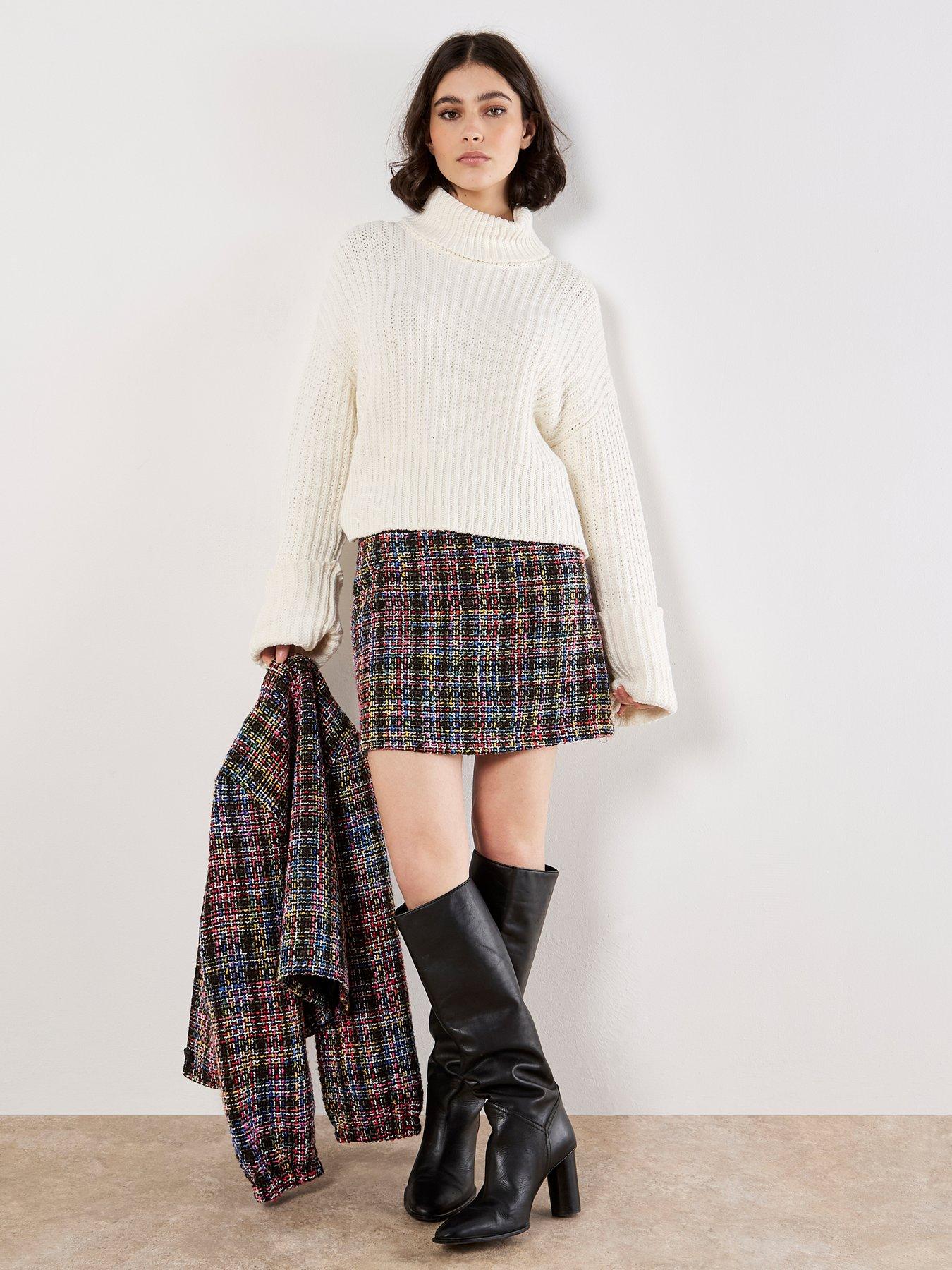 apricot-multicoloured-tweed-mini-skirt-blackback
