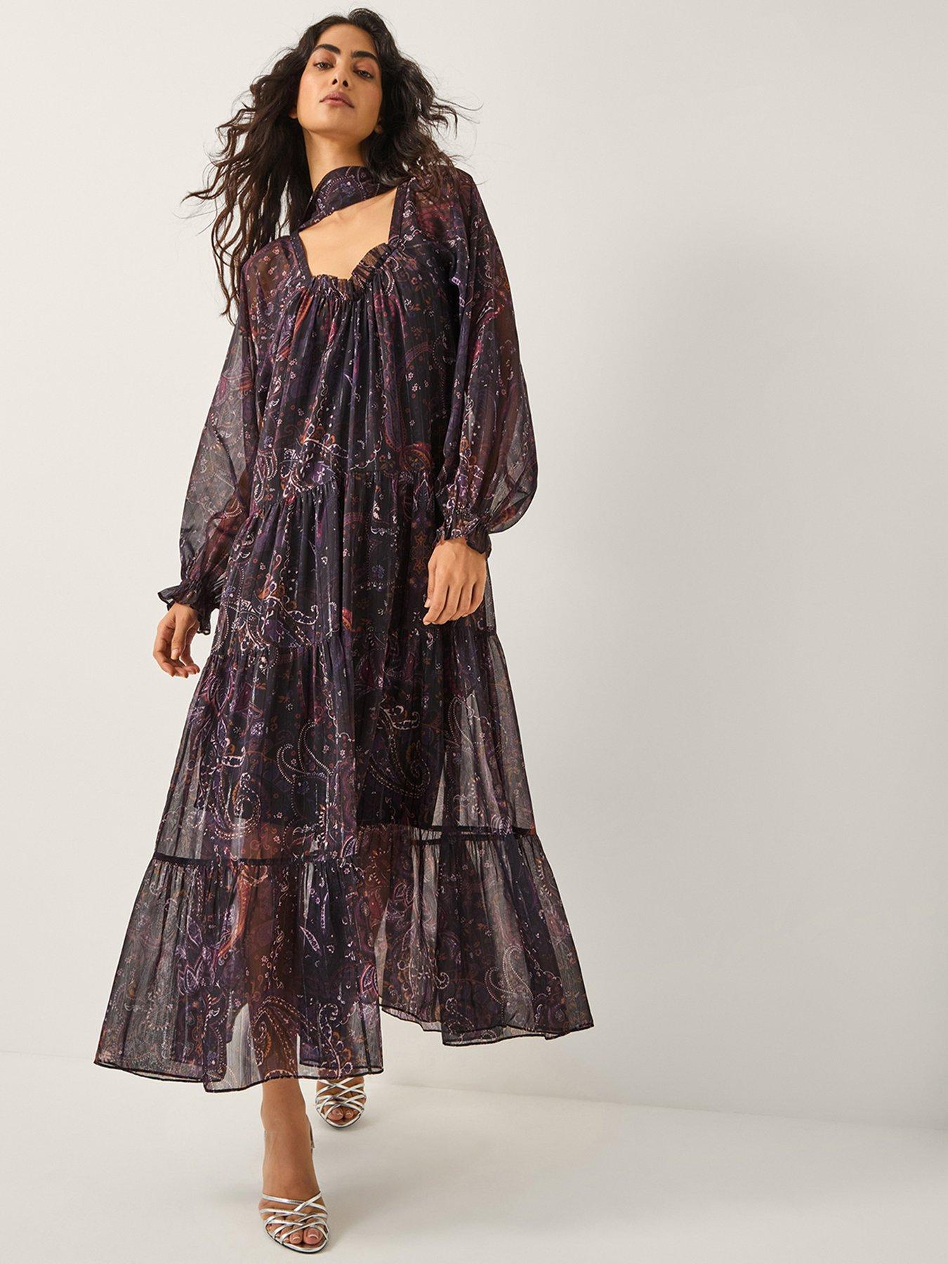 Monsoon Marianna Printed Dress - Purple