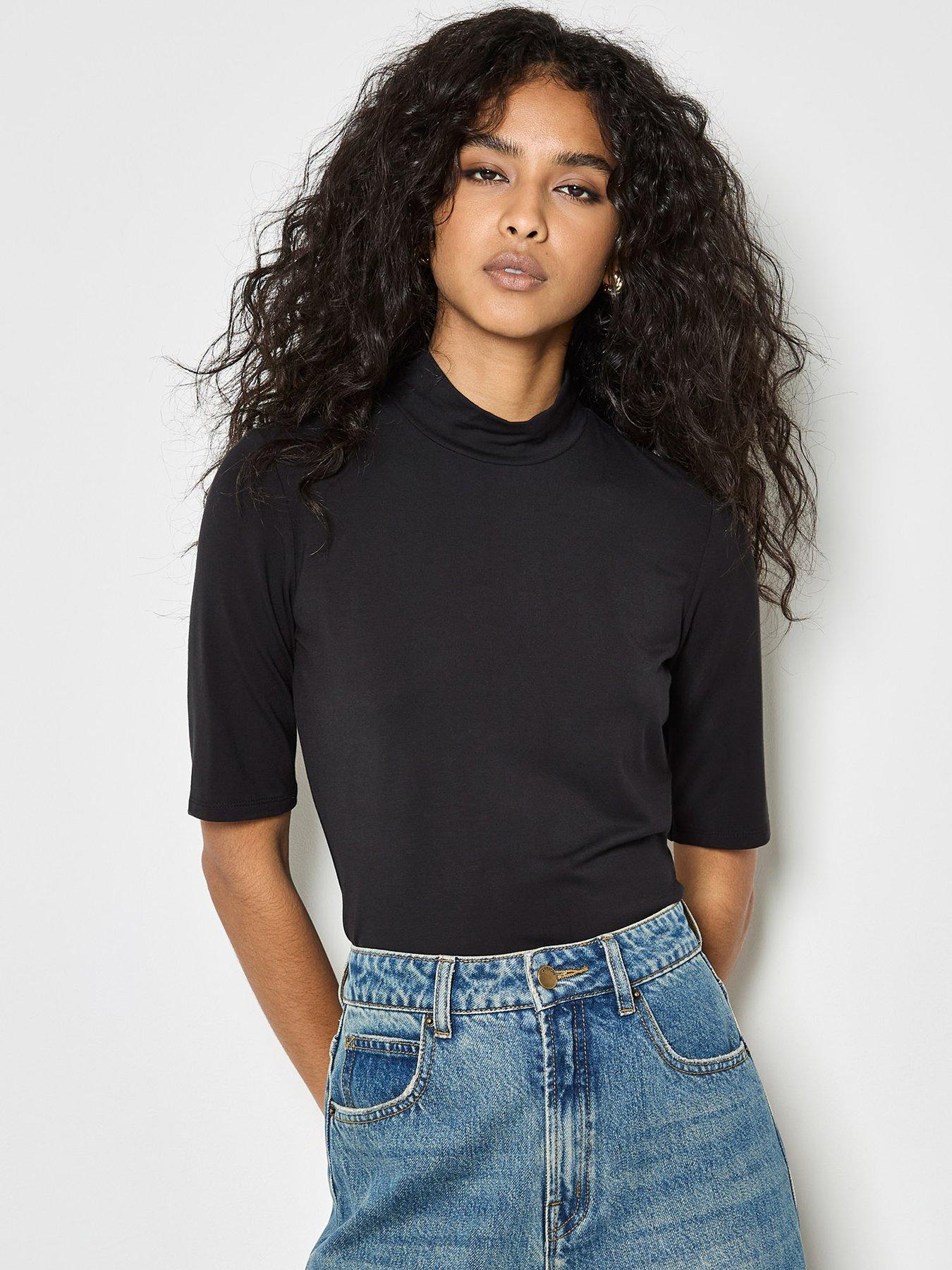 apricot-mock-neck-half-sleeve-top-blackfront
