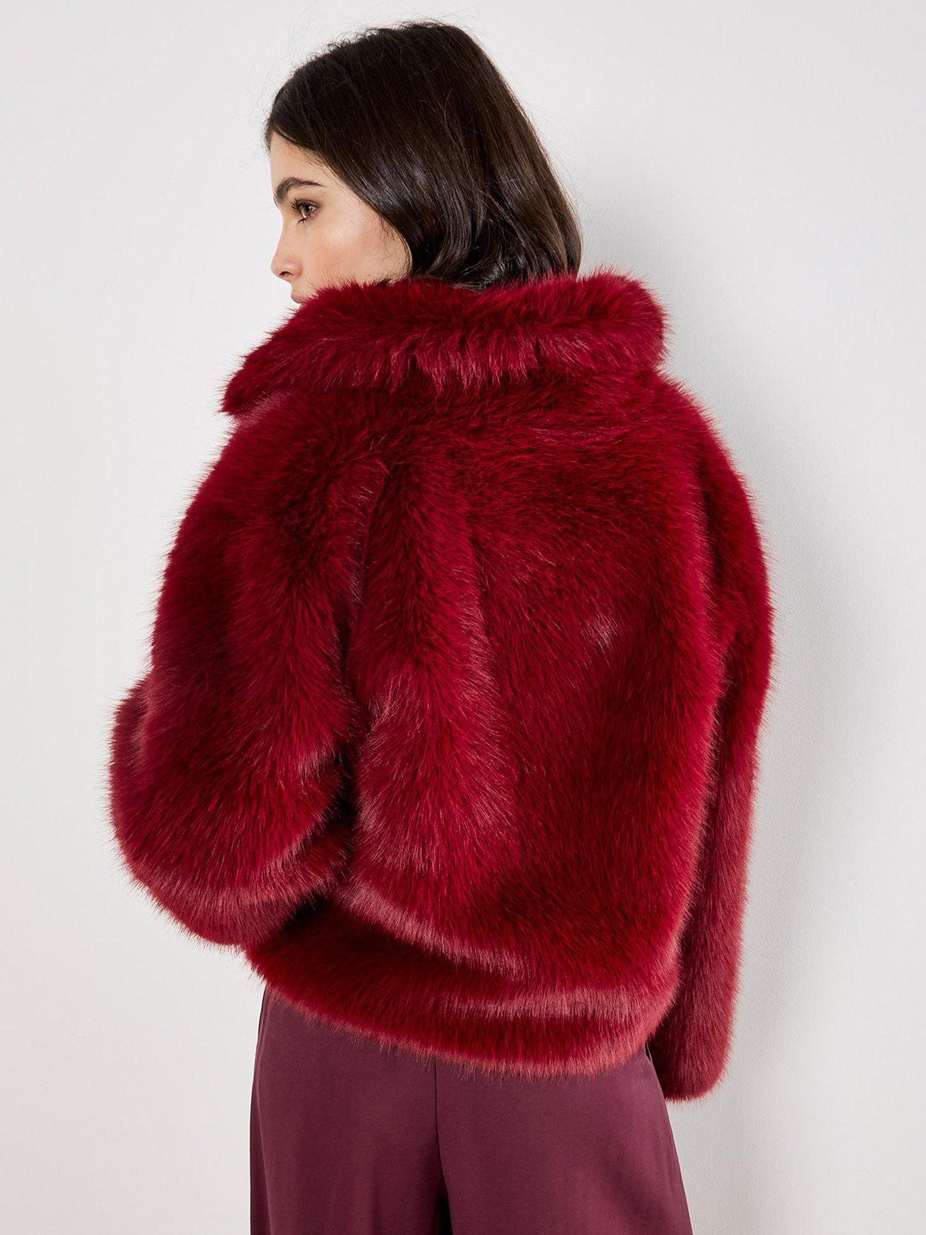 apricot-faux-fur-collar-short-coat-redstillFront