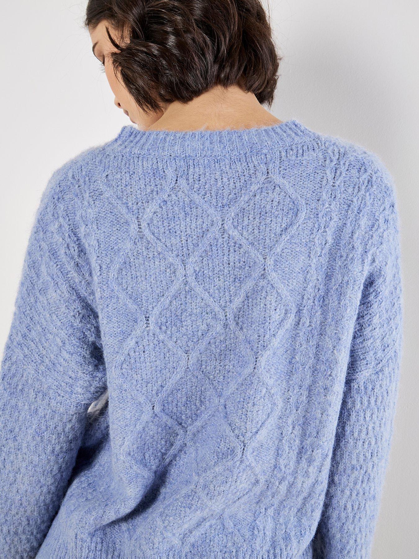 Image 2 of 5 of Apricot Cable Sequin Panel Jumper - Blue